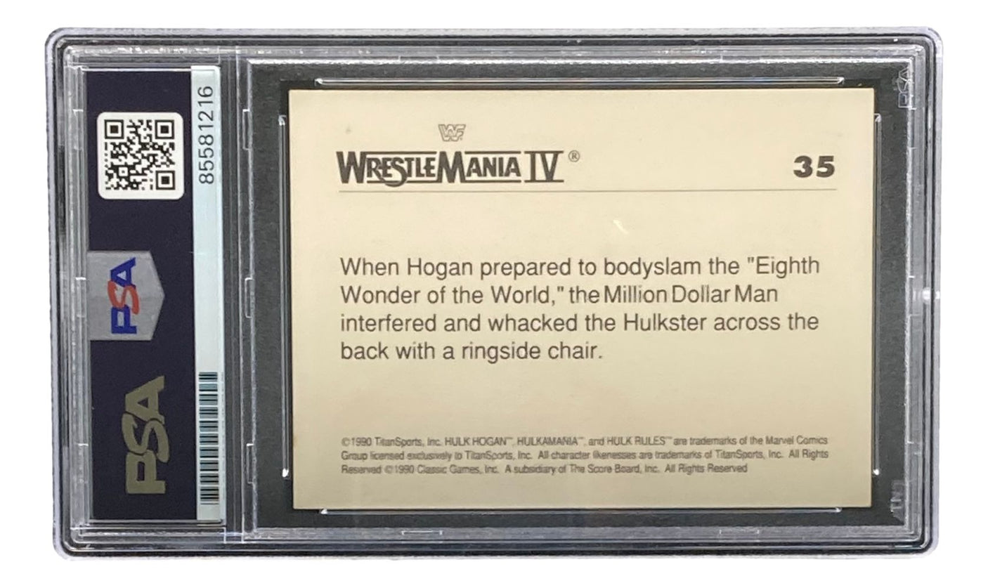 Hulk Hogan Signed 1990 Classic WWF Wrestlemania #35 Trading Card PSA