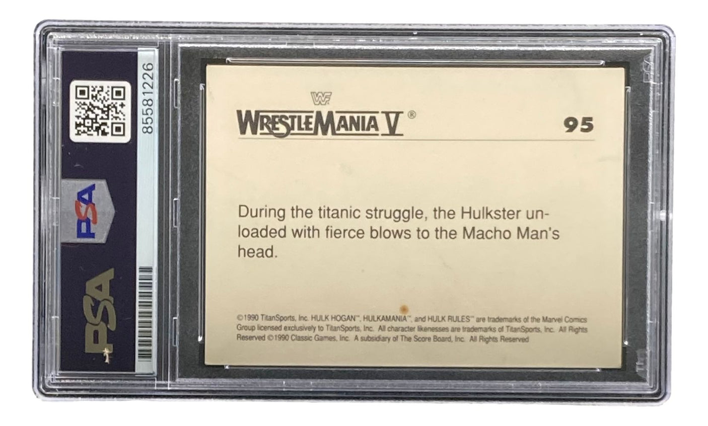 Hulk Hogan Signed 1990 Classic WWF Wrestlemania #95 Trading Card PSA