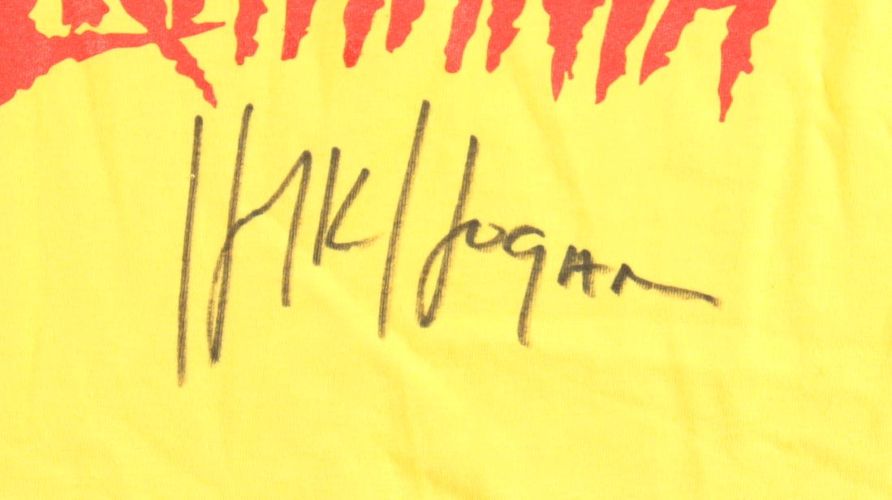Hulk Hogan Signed WWE Hulkamania Yellow T-Shirt JSA