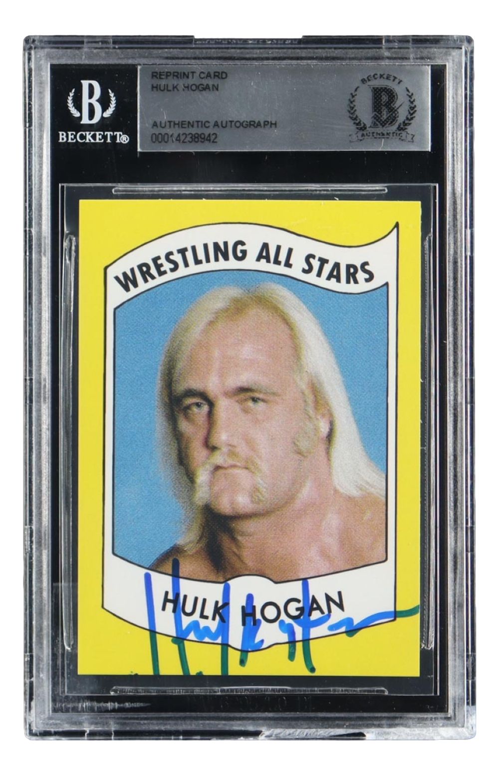 Hulk Hogan Signed Slabbed Reprint 1982 Wrestling All Stars Card #2 BAS