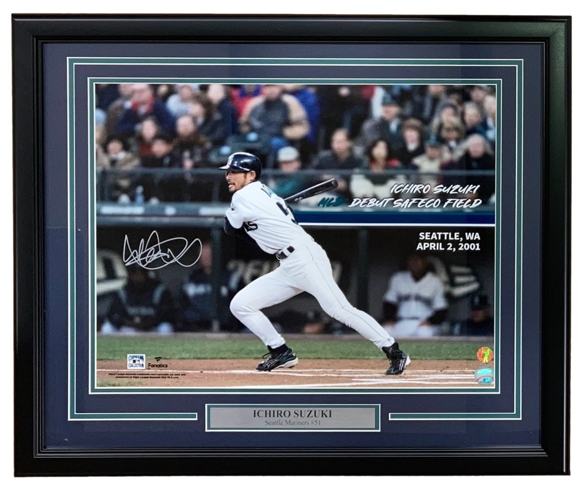 Ichiro Suzuki Signed Framed 16x20 Seattle Mariners MLB Debut Photo Ichiro COA