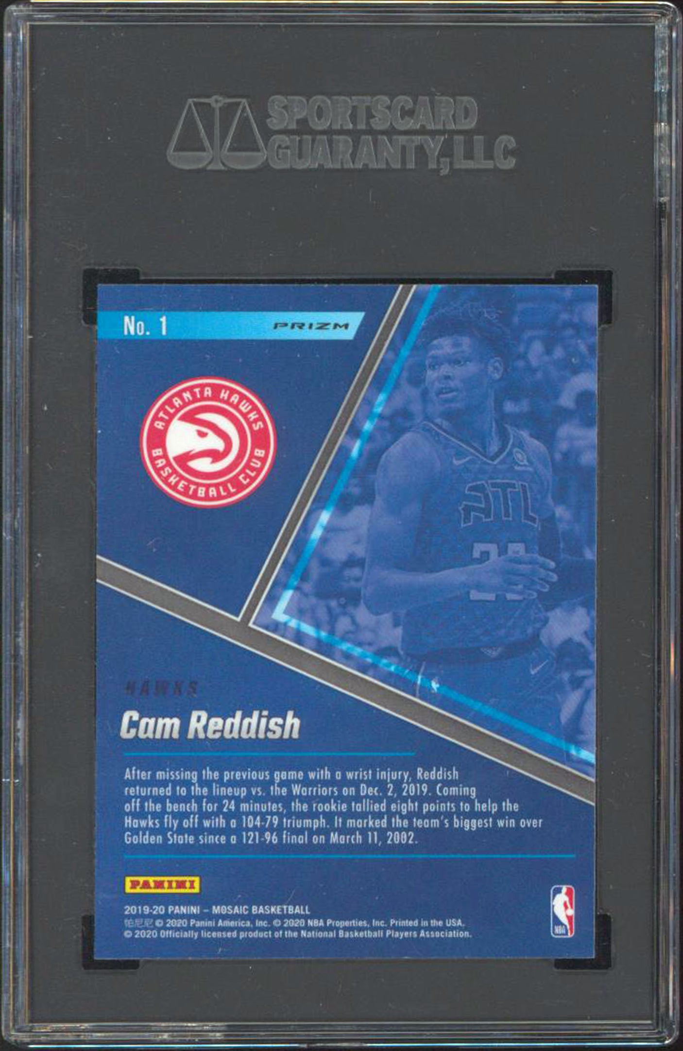 Cam Reddish 2019 Panini Mosaic #1 Blue Chips Mosaic Prizm Card Graded 10 SGC