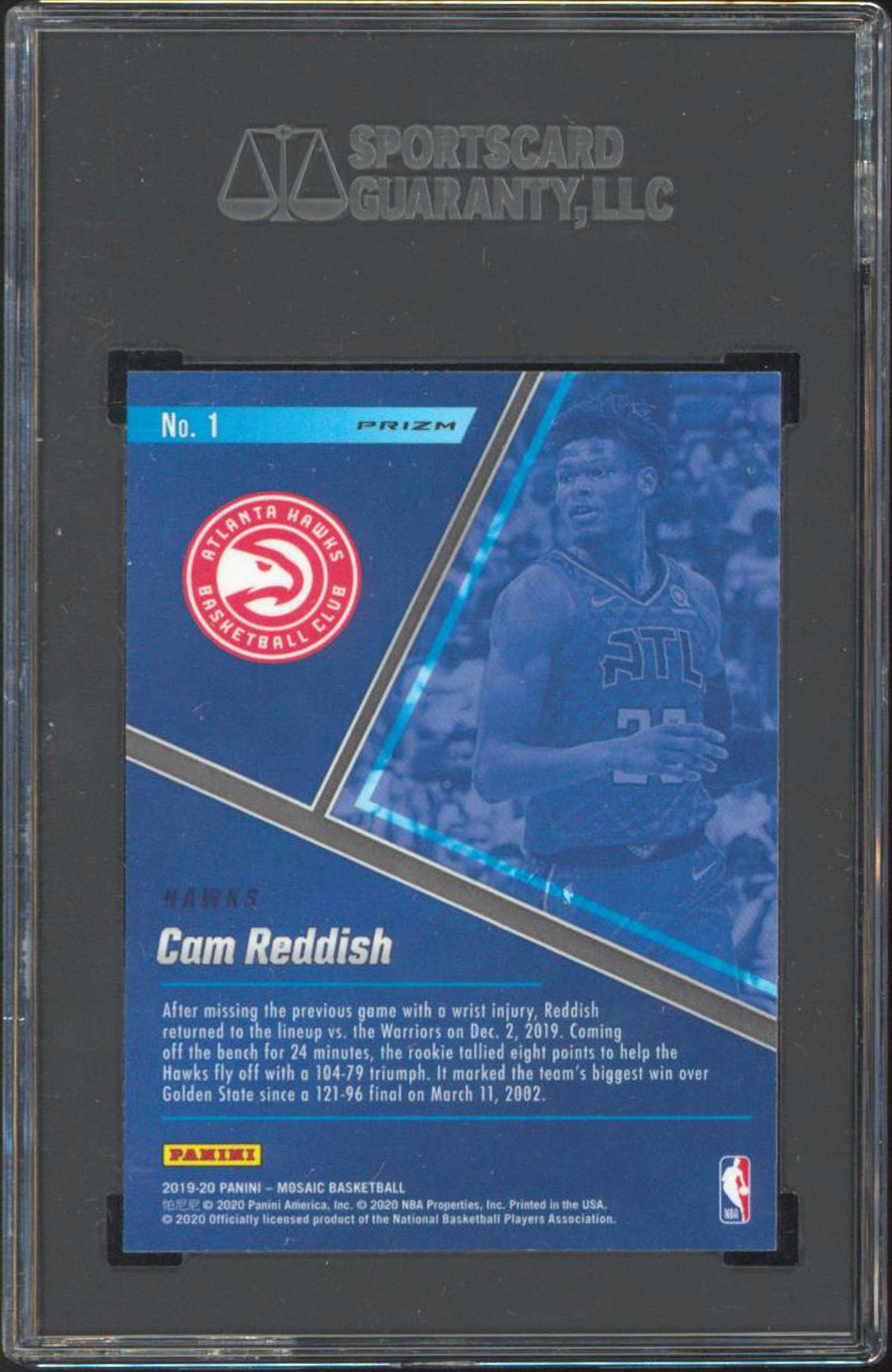 Cam Reddish 2019 Panini Mosaic #1 Blue Chips Mosaic Prizm Card Graded 10 SGC