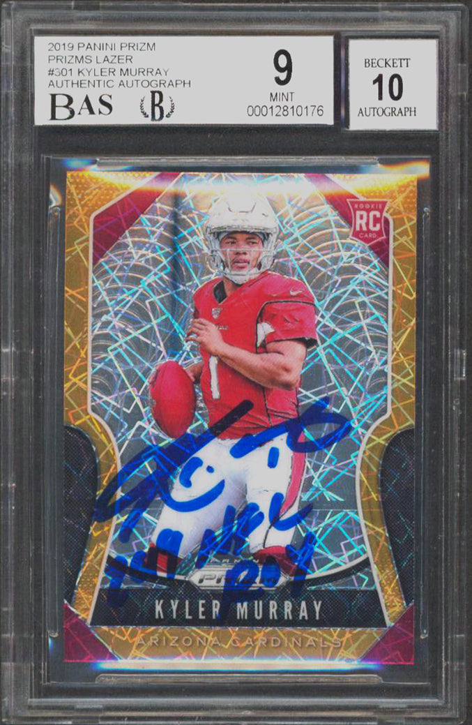 Kyler Murray 2019 ROY Signed 2019 Panini Prizm Gold Lazer #301 RC 9/10 BAS Slab