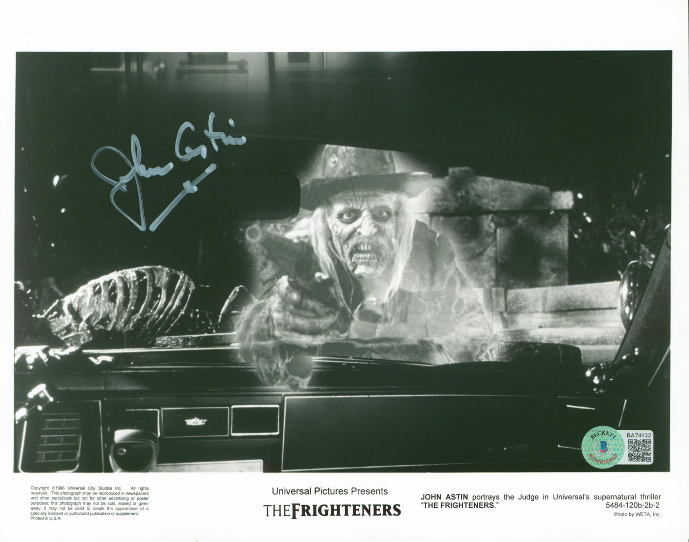 John Astin The Frighteners Authentic Signed 8x10 B&W Photo BAS #BA74132
