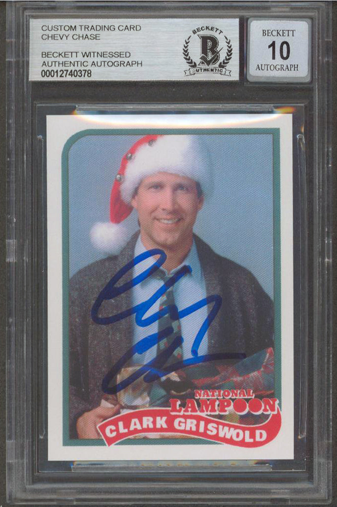 Chevy Chase Christmas Vacation Signed Custom Trading Card Auto 10! BAS Slabbed 1