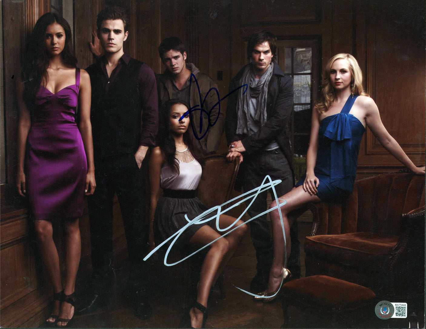 Kat Graham & Steven R McQueen Vampire Diaries Signed 11x14 Photo BAS #BA75444