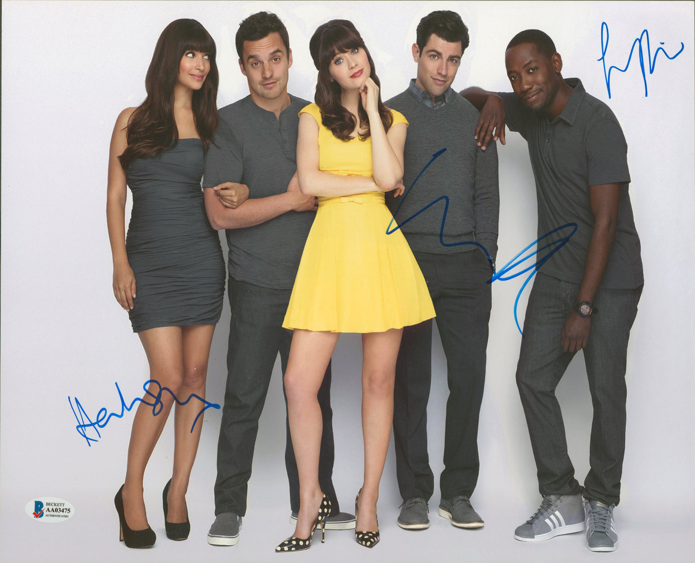 New Girl (3) Simone, Morris & Greenfield Signed 11x14 Photo BAS #AA03475