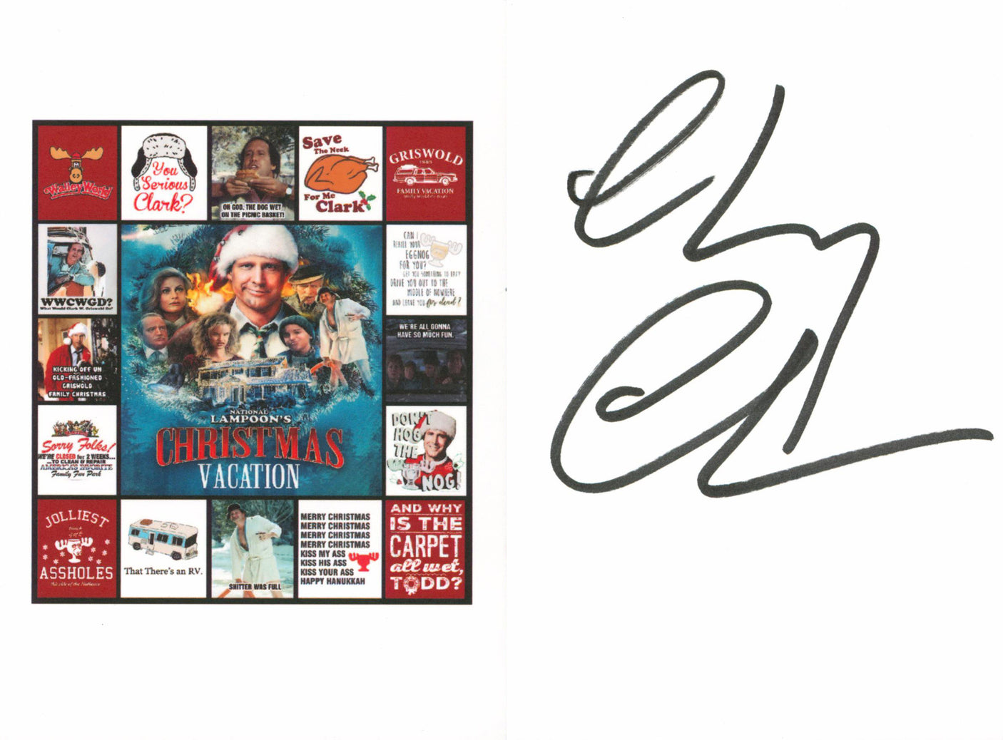 Chevy Chase Christmas Vacation Authentic Signed Collage Greeting Card BAS Wit