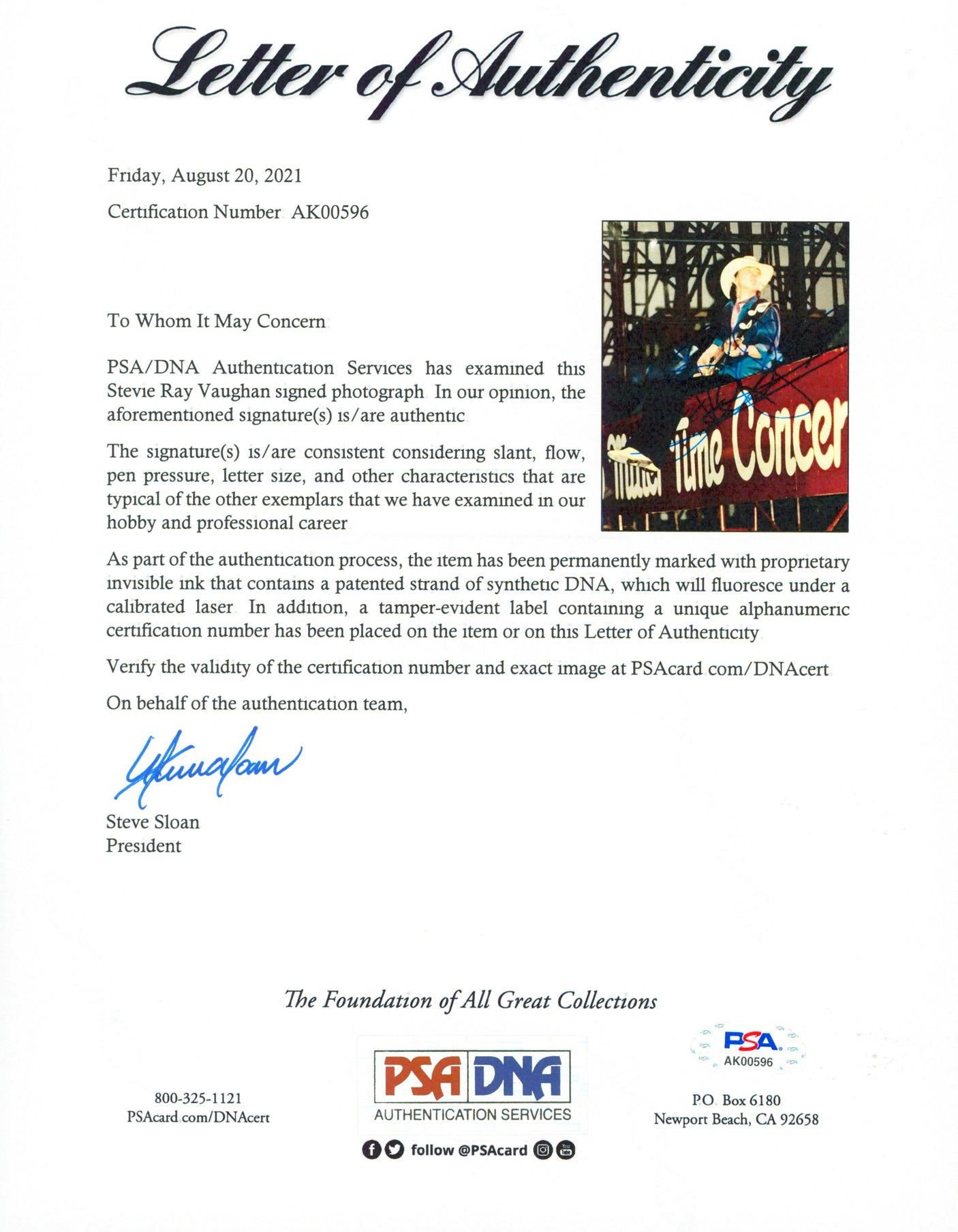 Stevie Ray Vaughan Double Trouble Authentic Signed 8x10 Photo PSA/DNA #AK00596