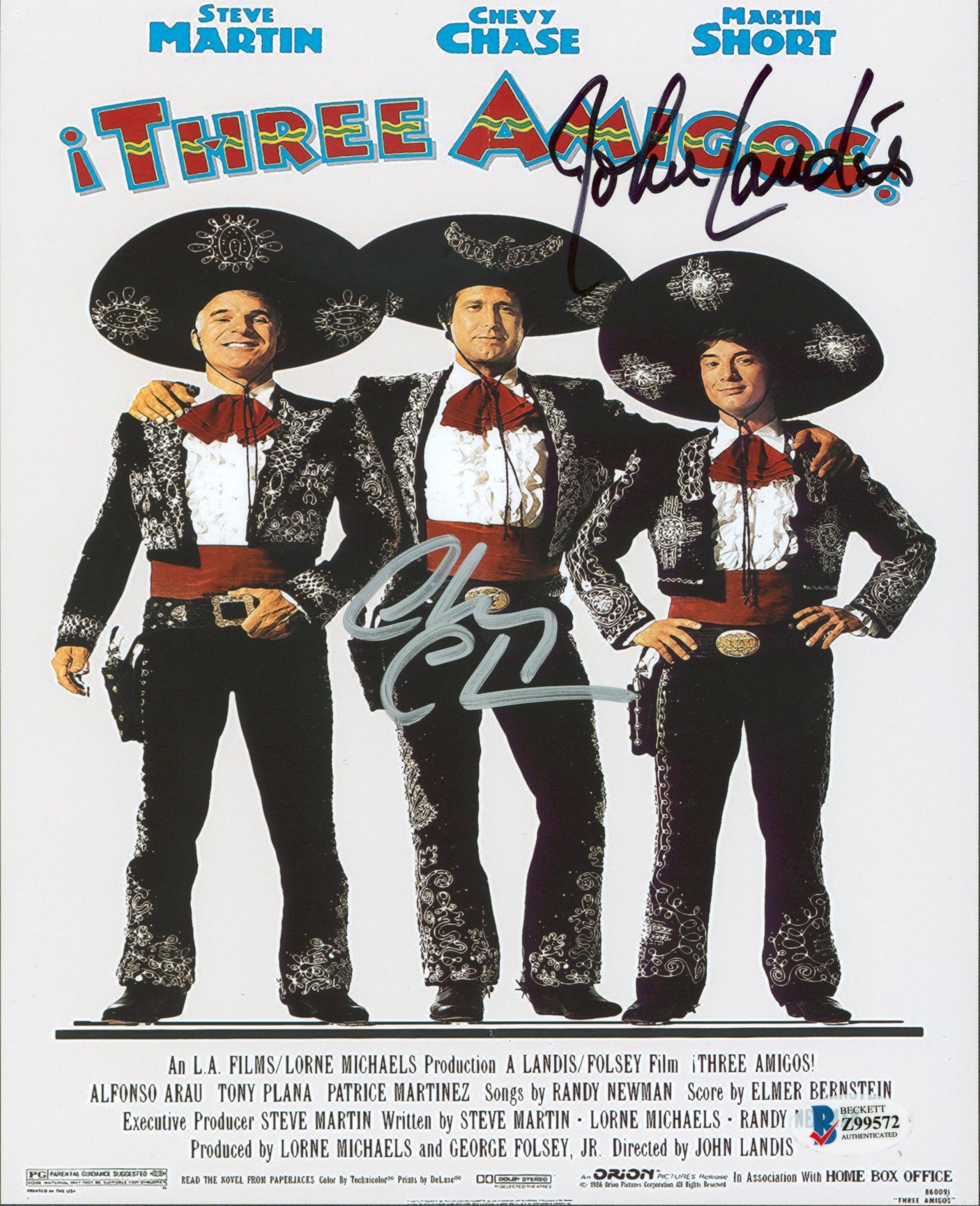 Chevy Chase & John Landis Three Amigos! Authentic Signed 8x10 Photo BAS #Z99572