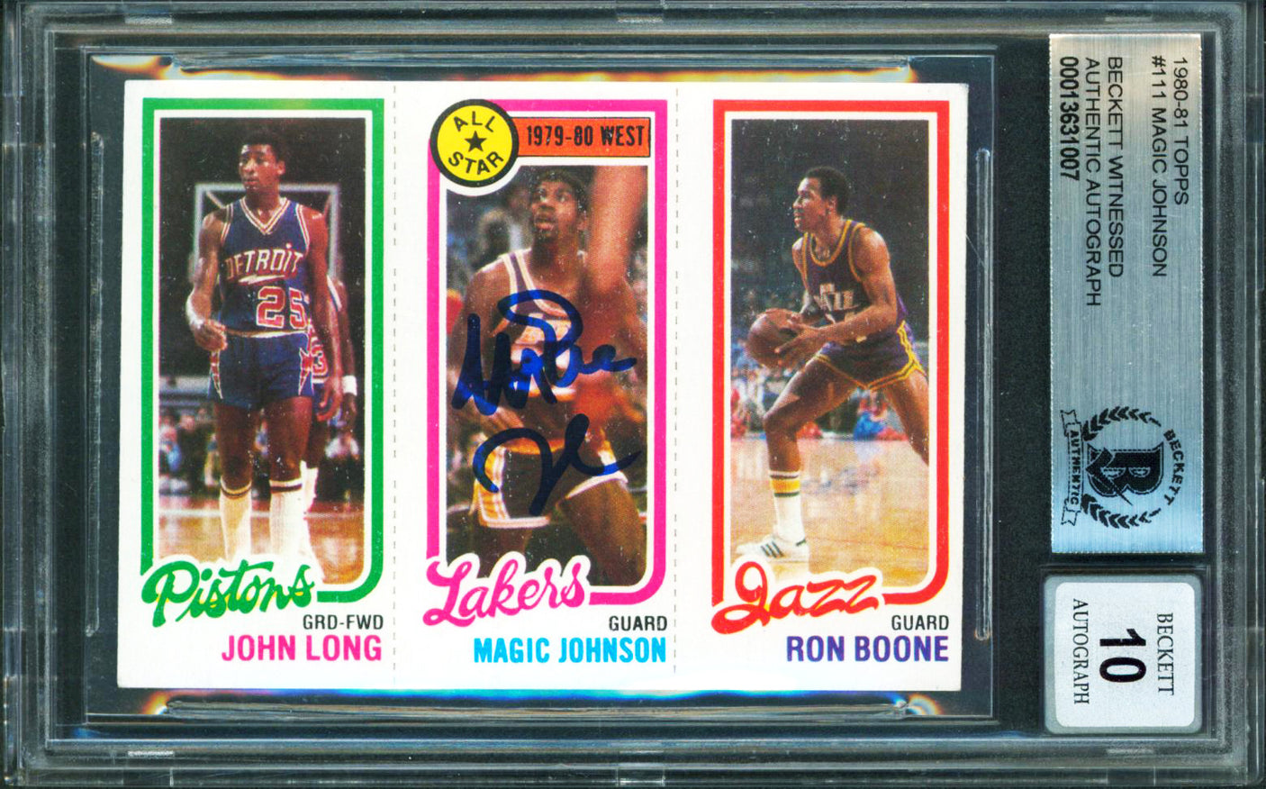 Lakers Magic Johnson Signed 1980 Topps #111 Card Auto Graded 10! BAS Slabbed