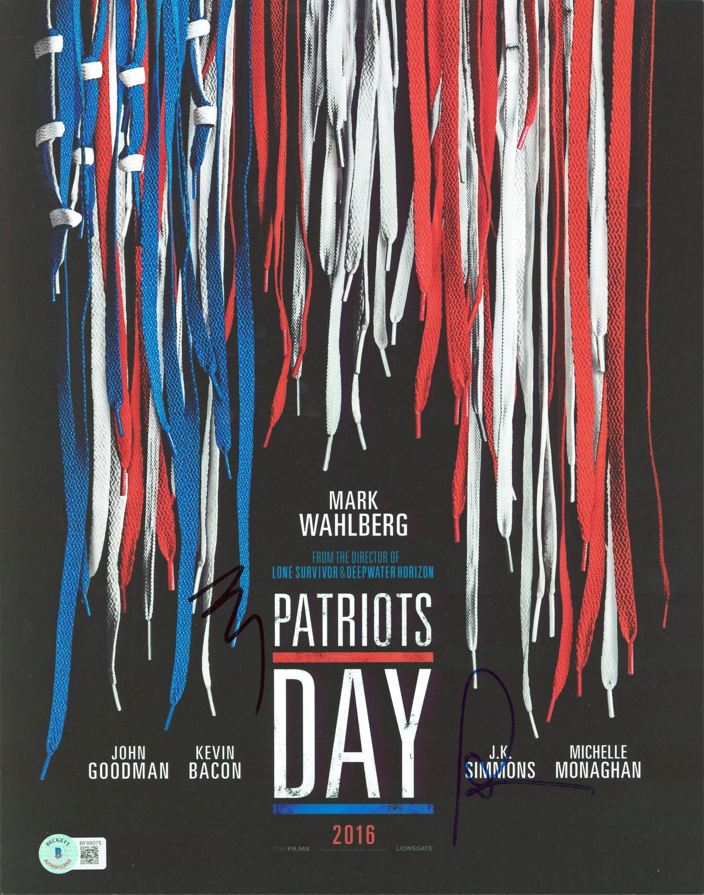Mark Wahlberg & Peter Berg Patriot's Day Signed 11x14 Photo BAS #BF88075