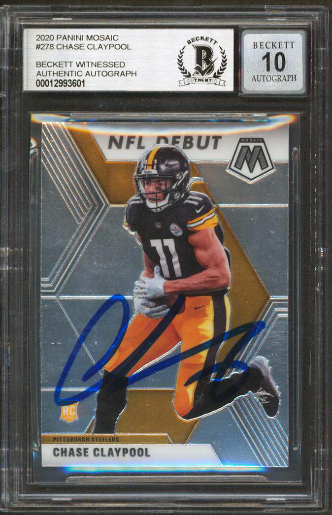 Chase Claypool Signed 2020 Panini Mosaic #278 Rookie Card Auto 10! BAS Slabbed