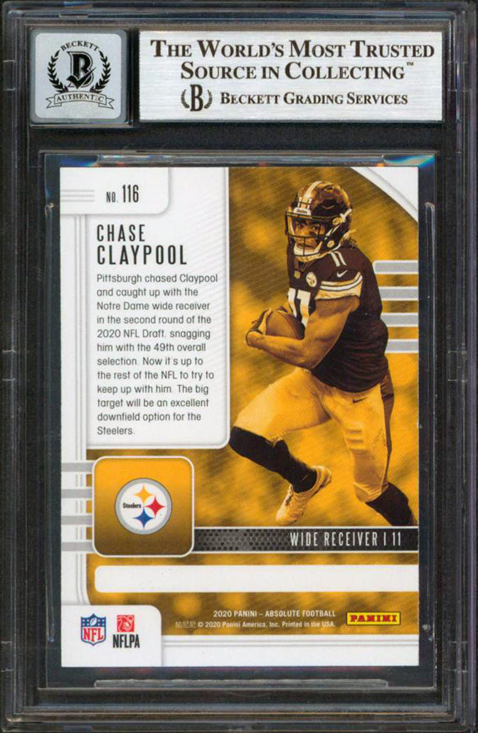 Chase Claypool Authentic Signed 2020 Absolute #116 RC Card Auto 10! BAS Slab 2