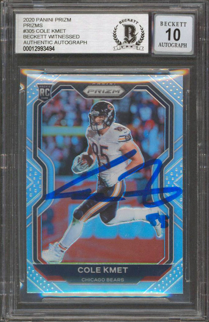 Cole Kmet Signed 2020 Panini Prizm Prizms #305 Rookie Card Auto 10! BAS Slabbed