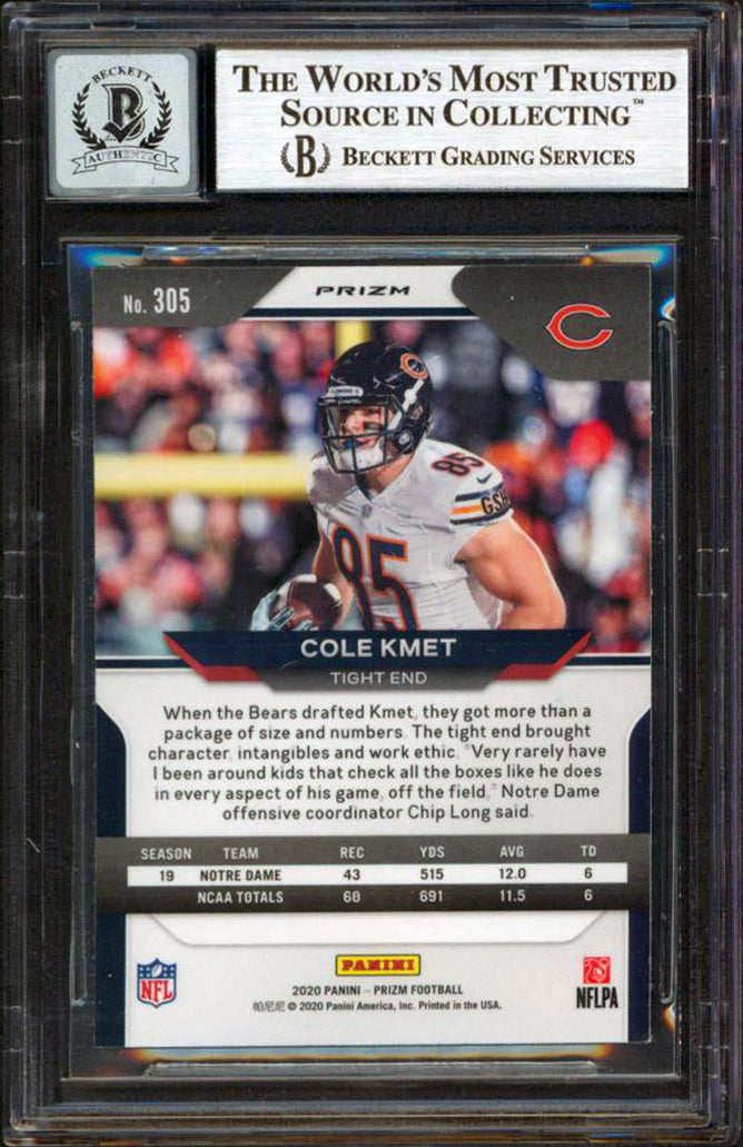 Cole Kmet Signed 2020 Panini Prizm Prizms #305 Rookie Card Auto 10! BAS Slabbed