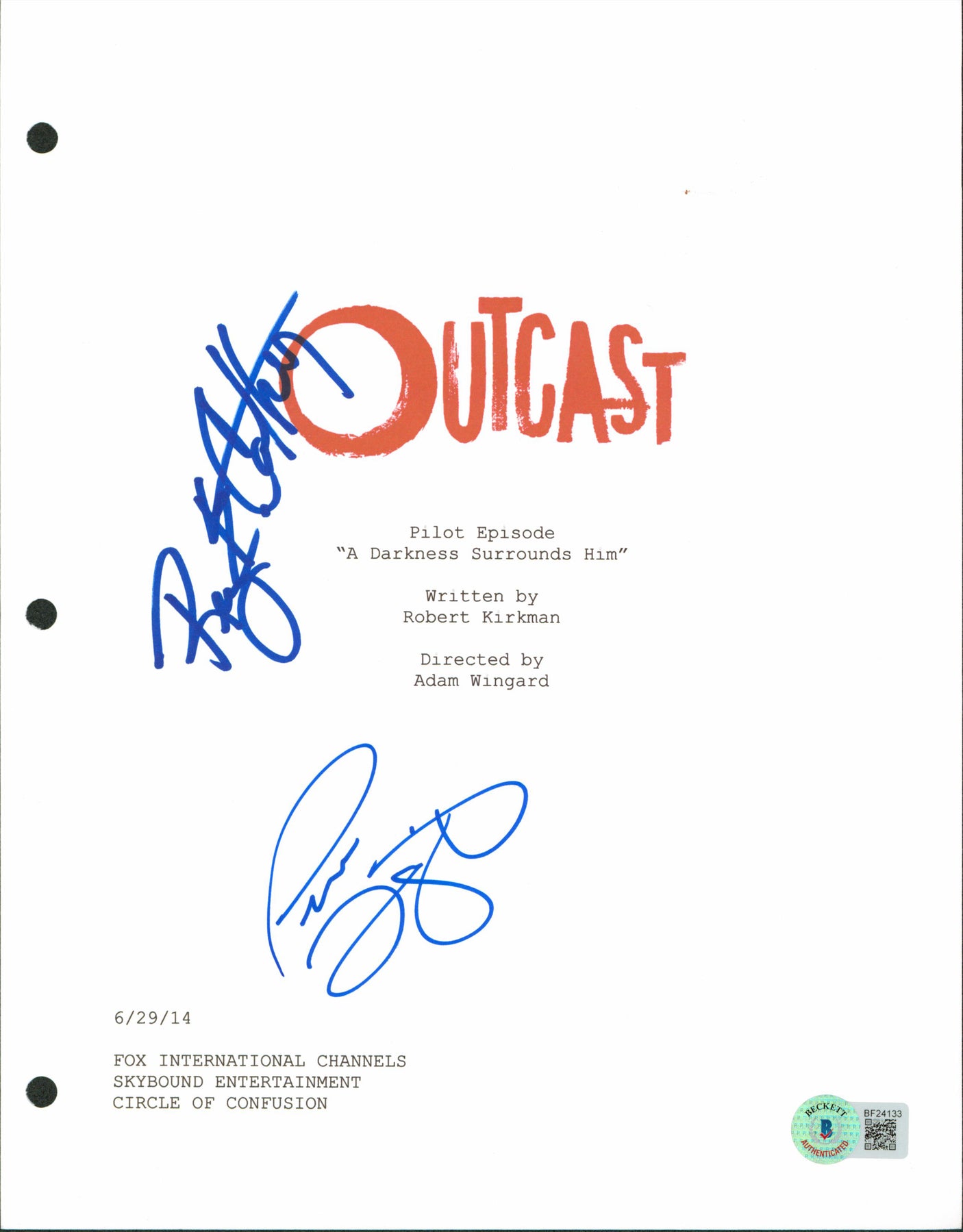Patrick Fugit & Reg E. Cathey Signed 8.5x11 Outcast Script Cover BAS #BF24133