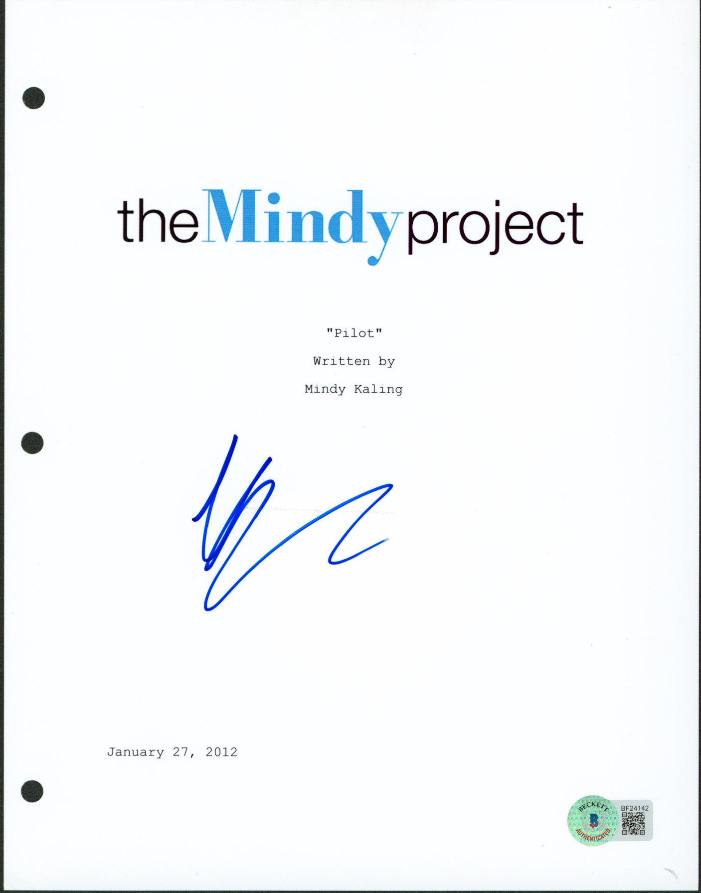 Ike Barinholtz Authentic Signed The Mindy Project Script Cover BAS #BF24142