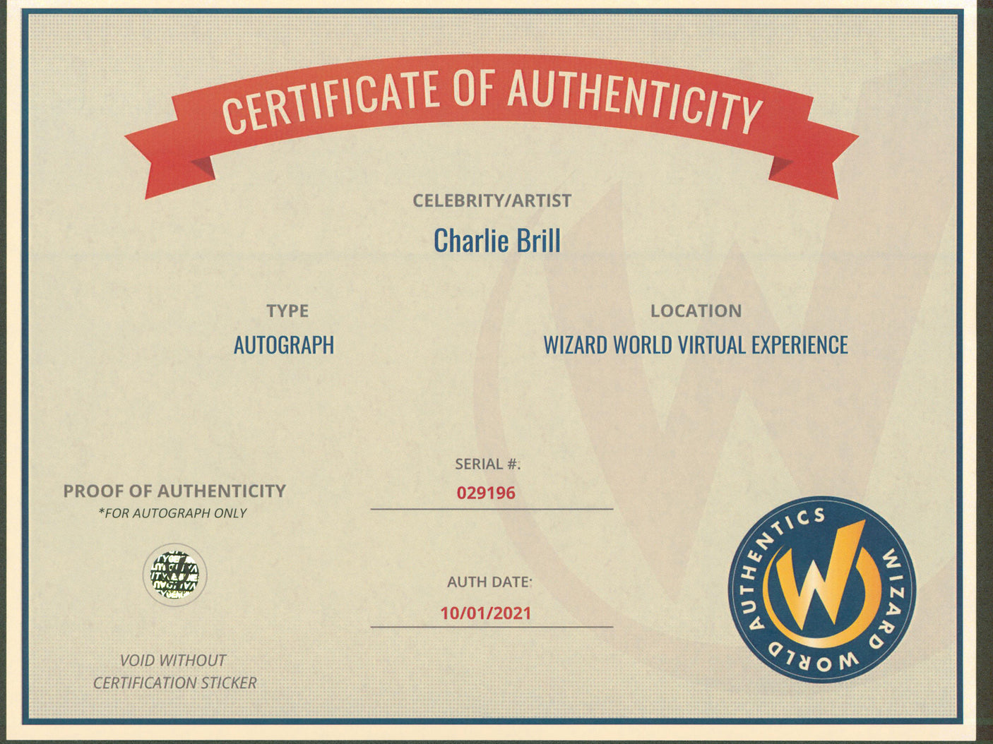 Charlie Brill Married With Children Signed 8x10 Photo Wizard World #029196