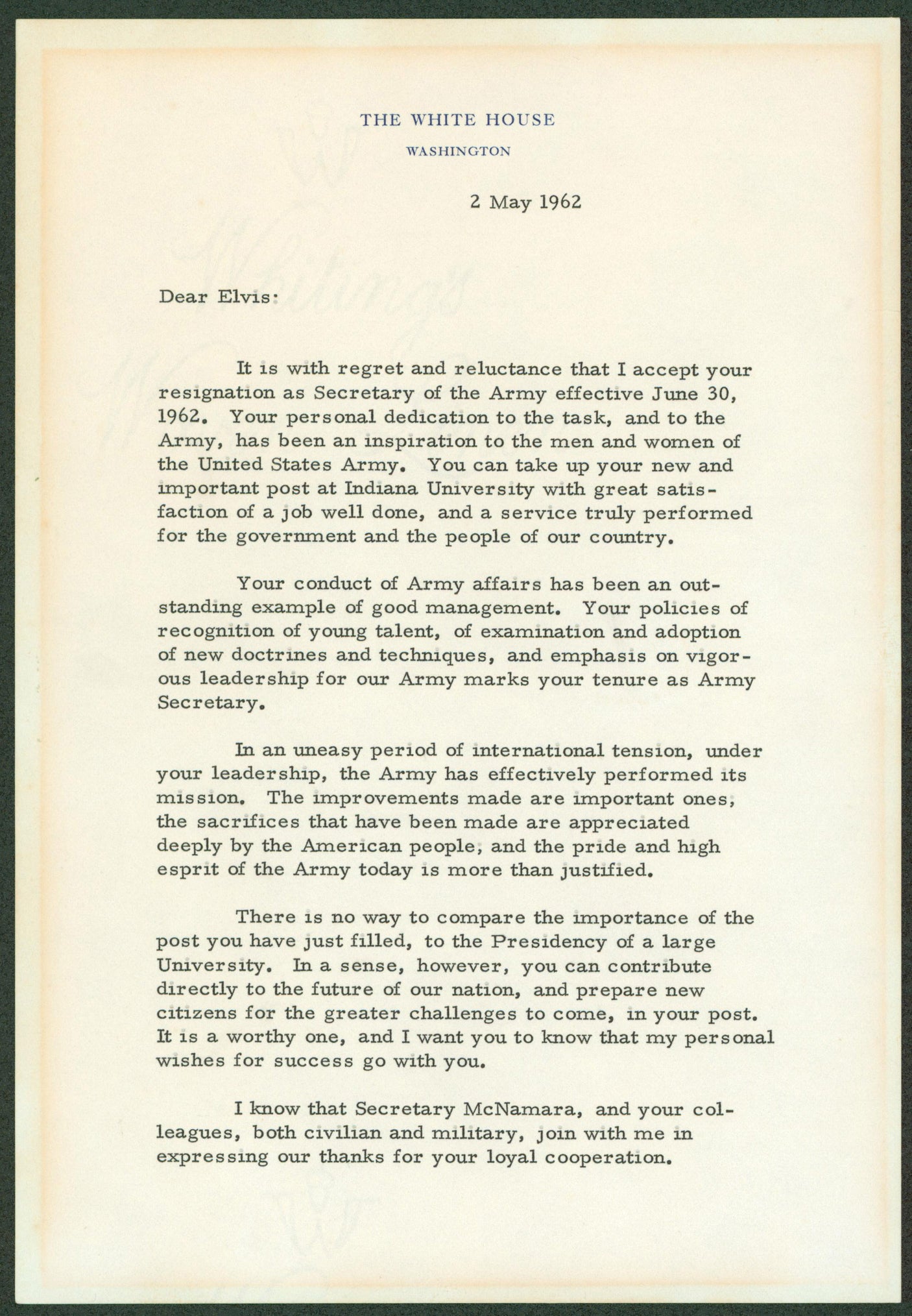 John F. Kennedy Signed 7x10.25 1962 2 Page Letter On White House Letterhead BAS