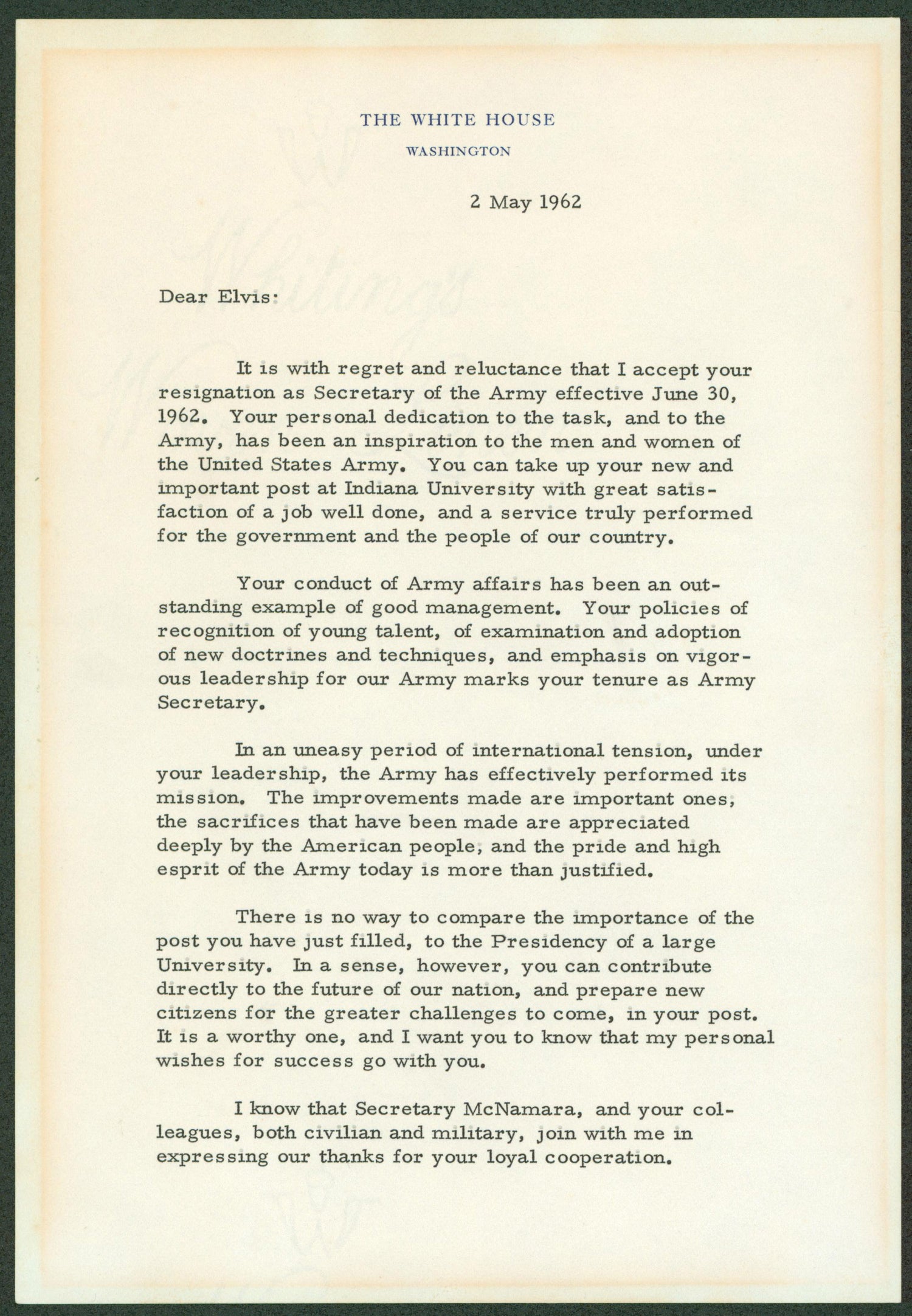 John F. Kennedy Signed 7x10.25 1962 2 Page Letter On White House Letterhead BAS