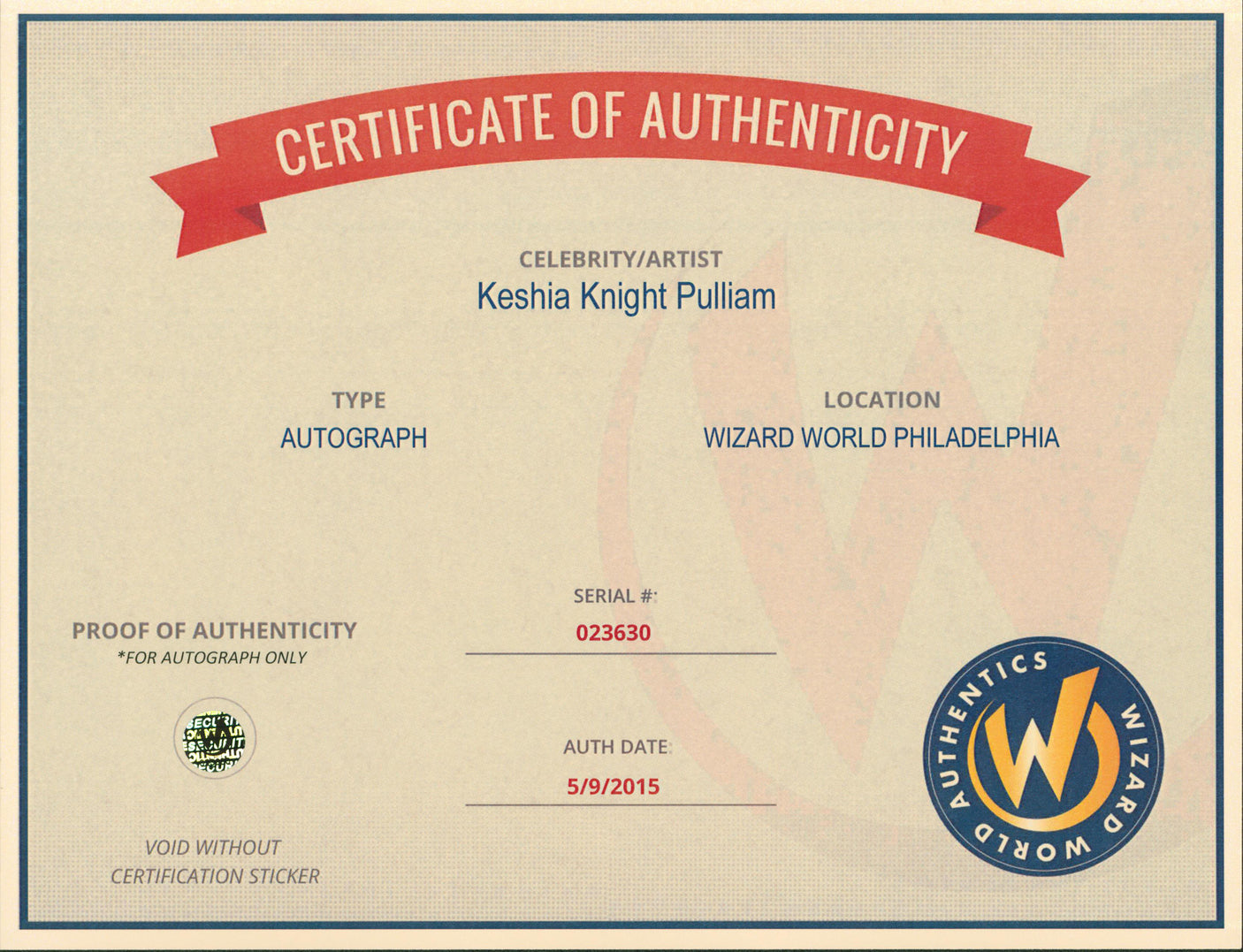 Keshia Knight Pulliam The Cosby Show Authentic Signed 8x10 Photo Wizard World 1