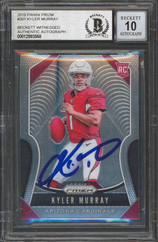 Cardinals Kyler Murray Signed 2019 Panini Prizm #301 RC Card Auto 10! BAS Slab