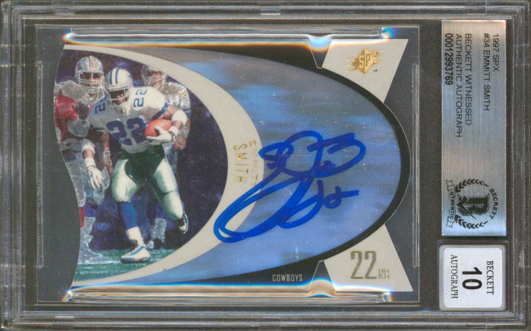 Cowboys Emmitt Smith Authentic Signed 1997 SPX #34 Card Auto 10! BAS Slabbed