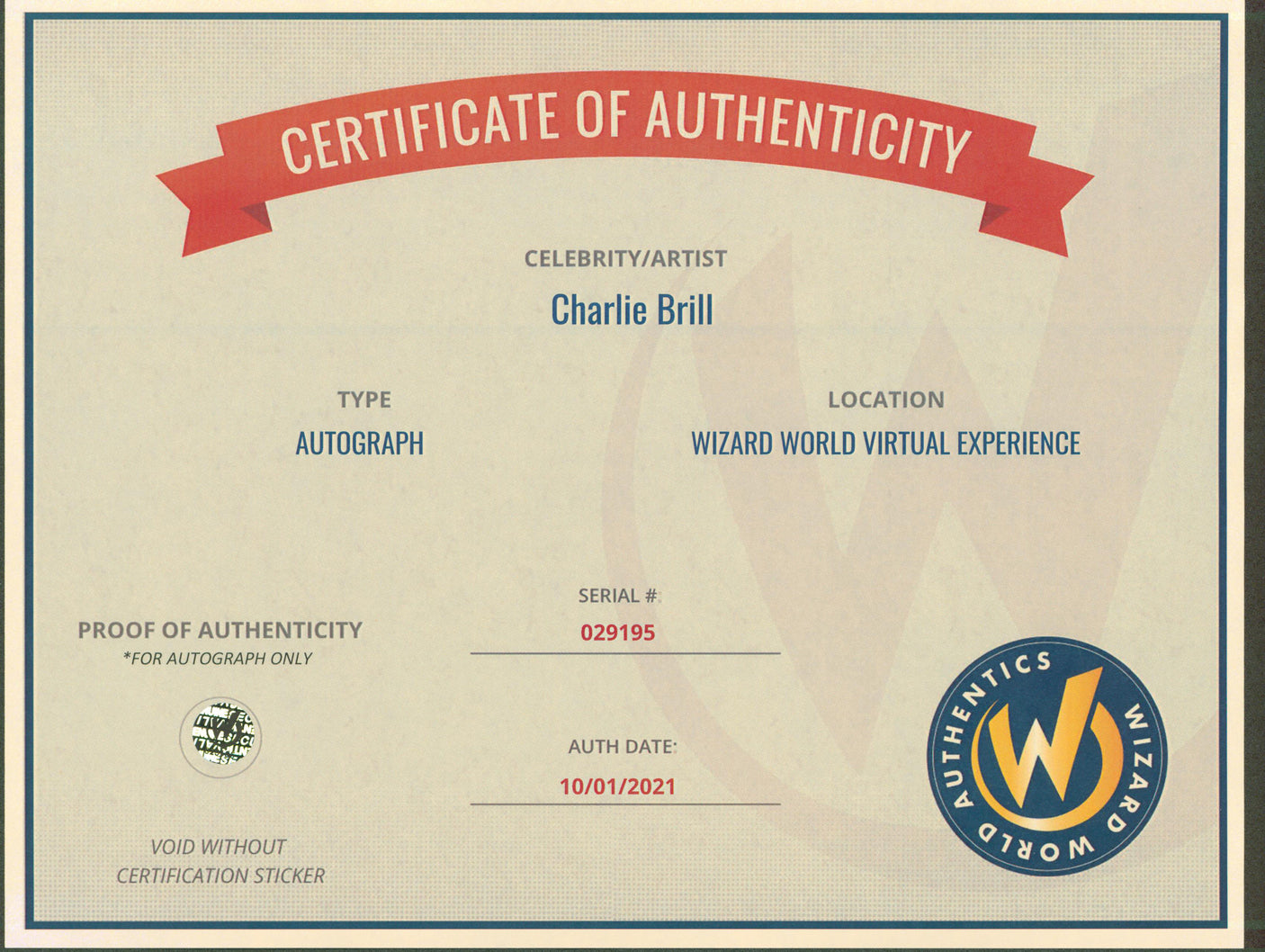 Charlie Brill Star Trek Authentic Signed 8x10 Photo Wizard World #029195