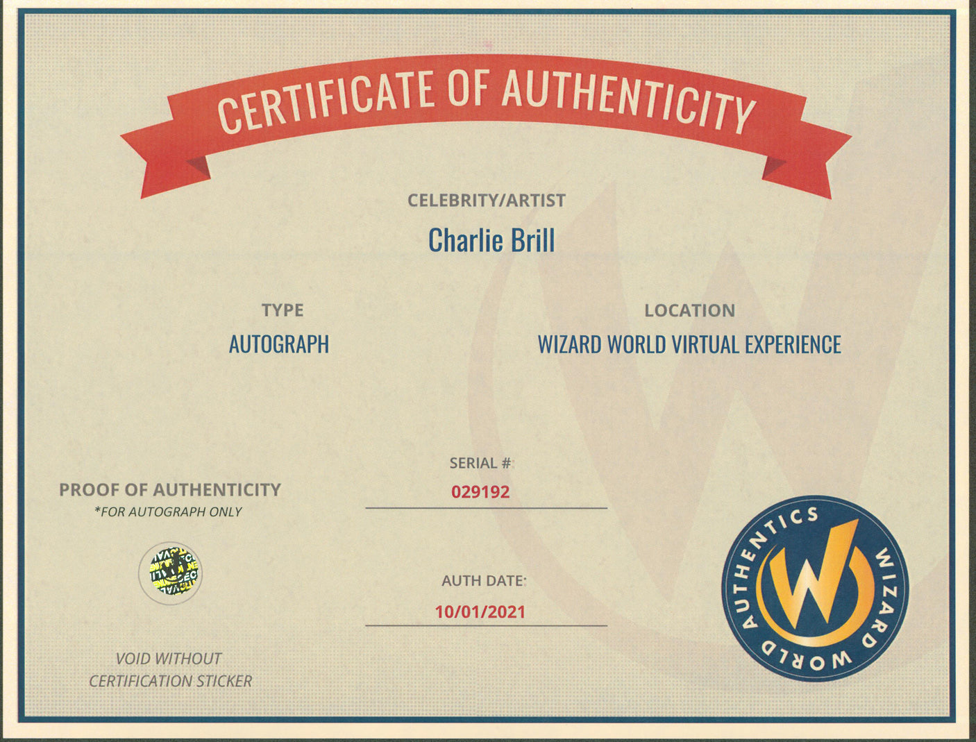 Charlie Brill Silk Stalkings Authentic Signed 8x10 Photo Wizard World #029192