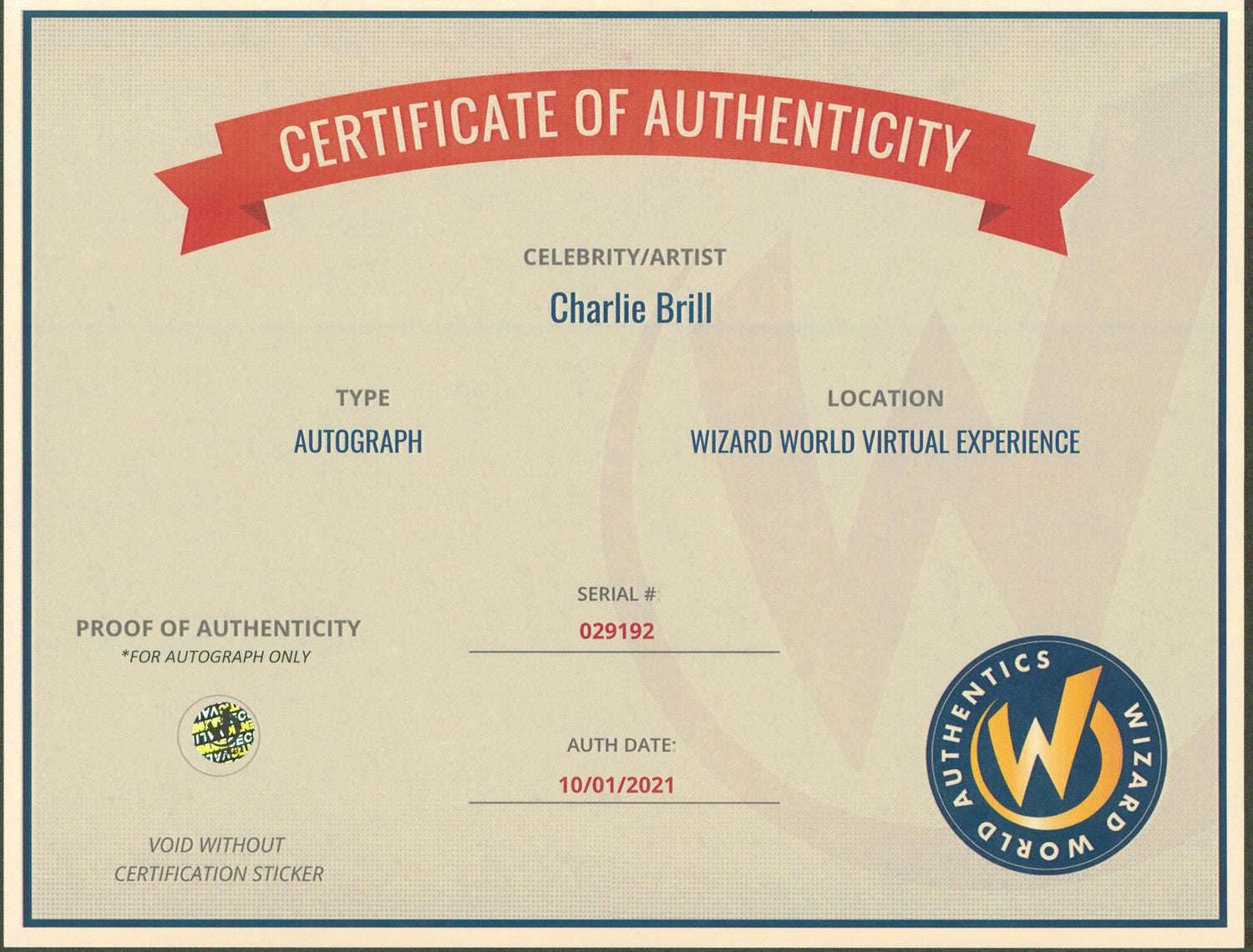 Charlie Brill Silk Stalkings Authentic Signed 8x10 Photo Wizard World #029192