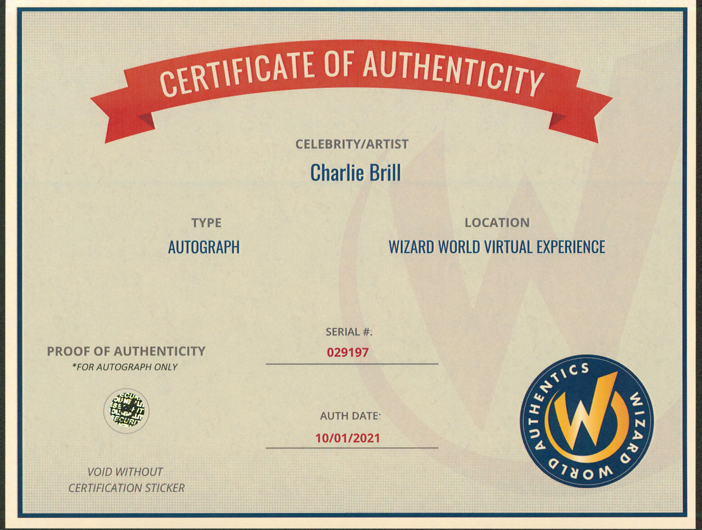 Charlie Brill Silk Stalkings Authentic Signed 8x10 Photo Wizard World #029197