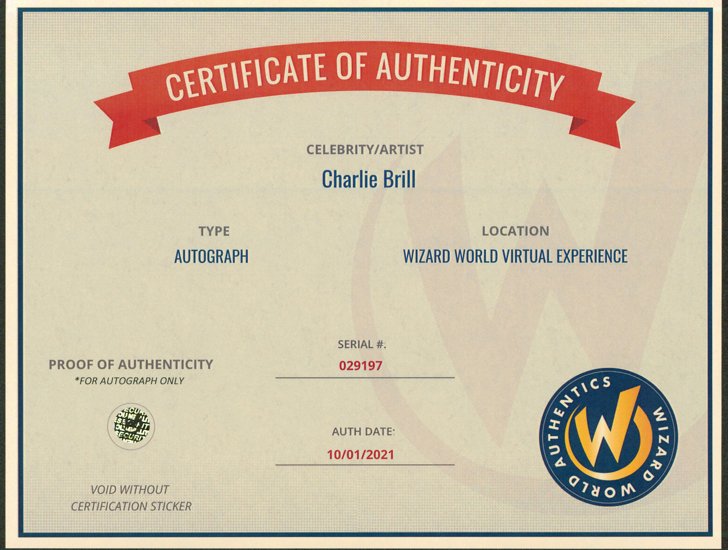 Charlie Brill Silk Stalkings Authentic Signed 8x10 Photo Wizard World #029197