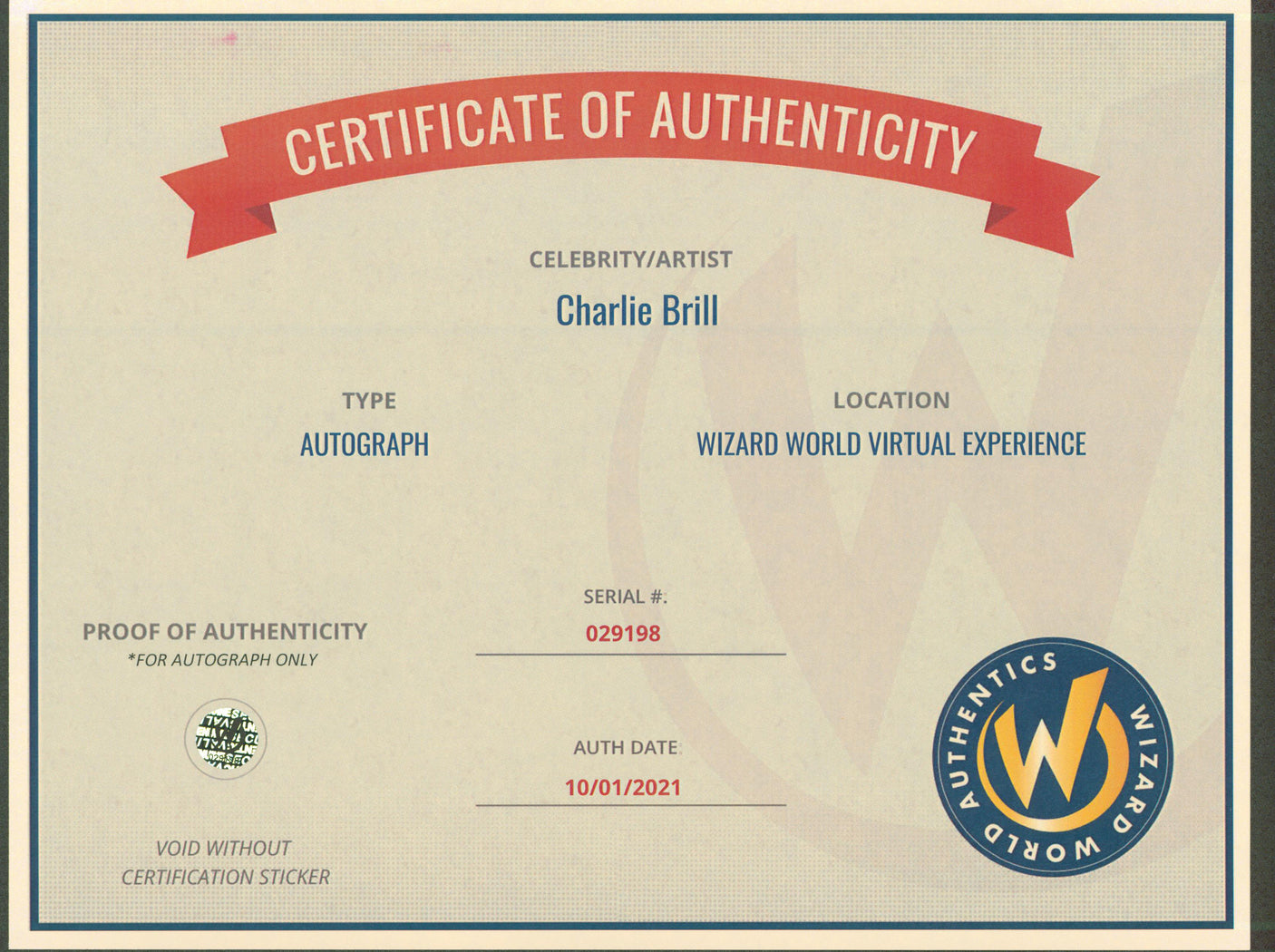 Charlie Brill Star Trek: The Original Series Signed 8x10 Photo Wizard World 3