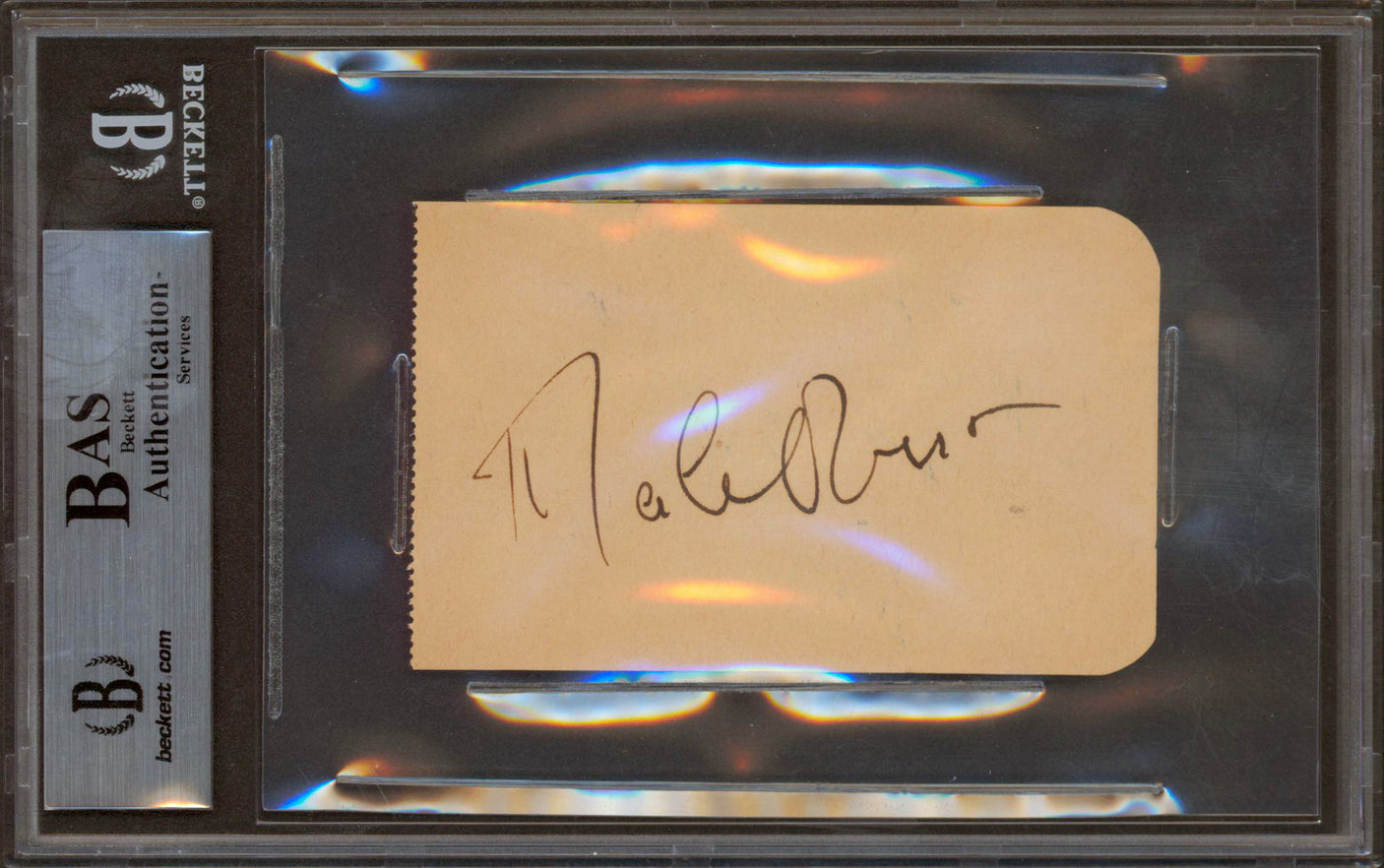 Shirley Temple & Merle Oberon Authentic Signed 2.4x3.85 Album Page BAS Slabbed