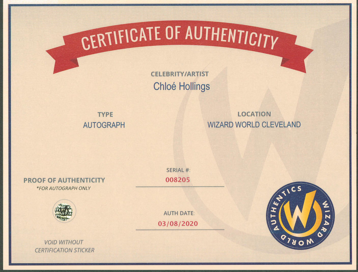 Chloe Hollings Overwatch Authentic Signed 8x10 Photo Autographed Wizard World 1