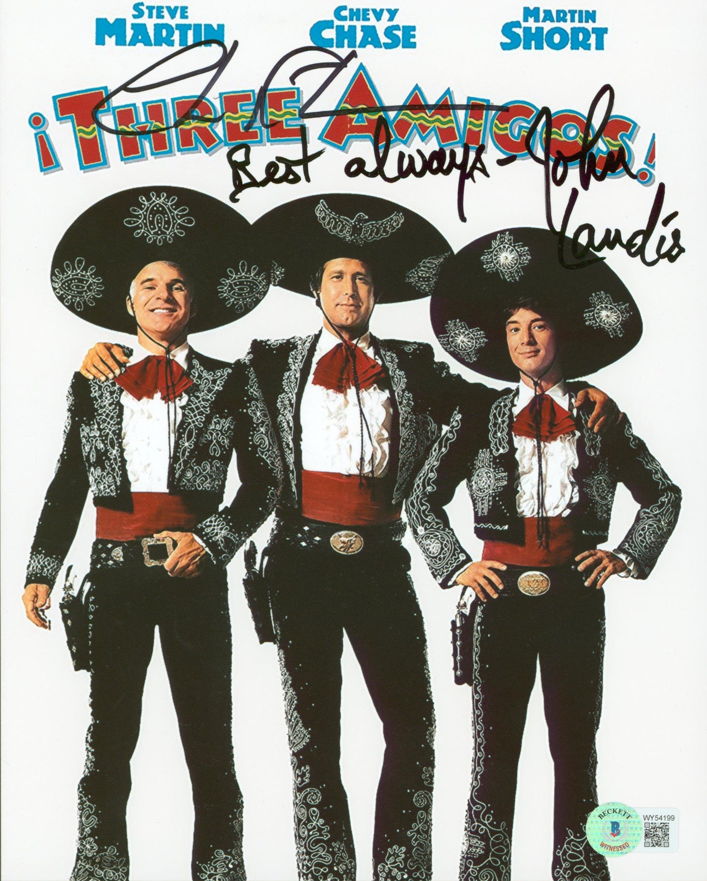 Chevy Chase & John Landis Three Amigos! Authentic Signed 8x10 Photo BAS #WY54199