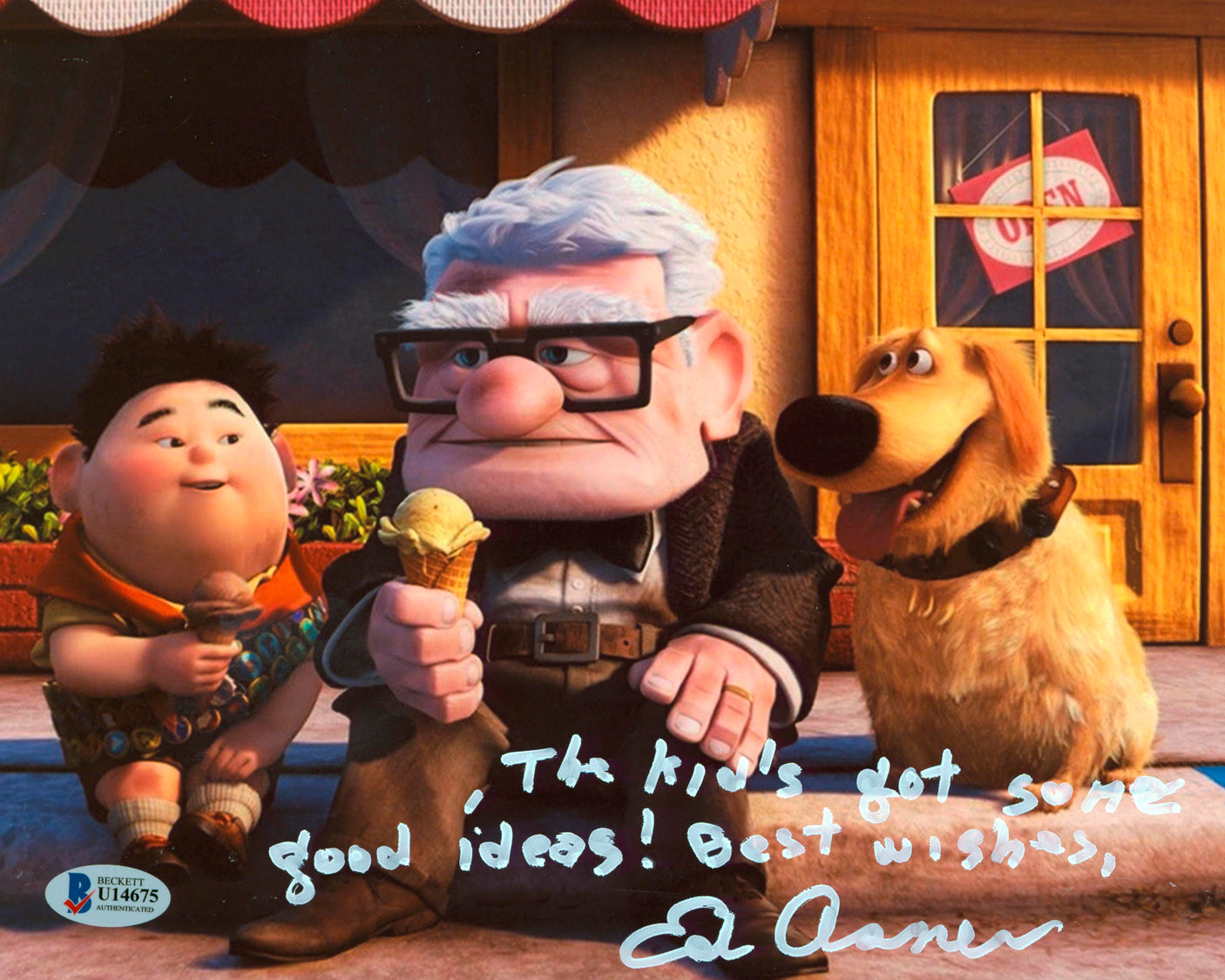 Ed Asner Up "The Kid's Got Some Good Ideas!" Signed 8x10 Photo BAS #U14675
