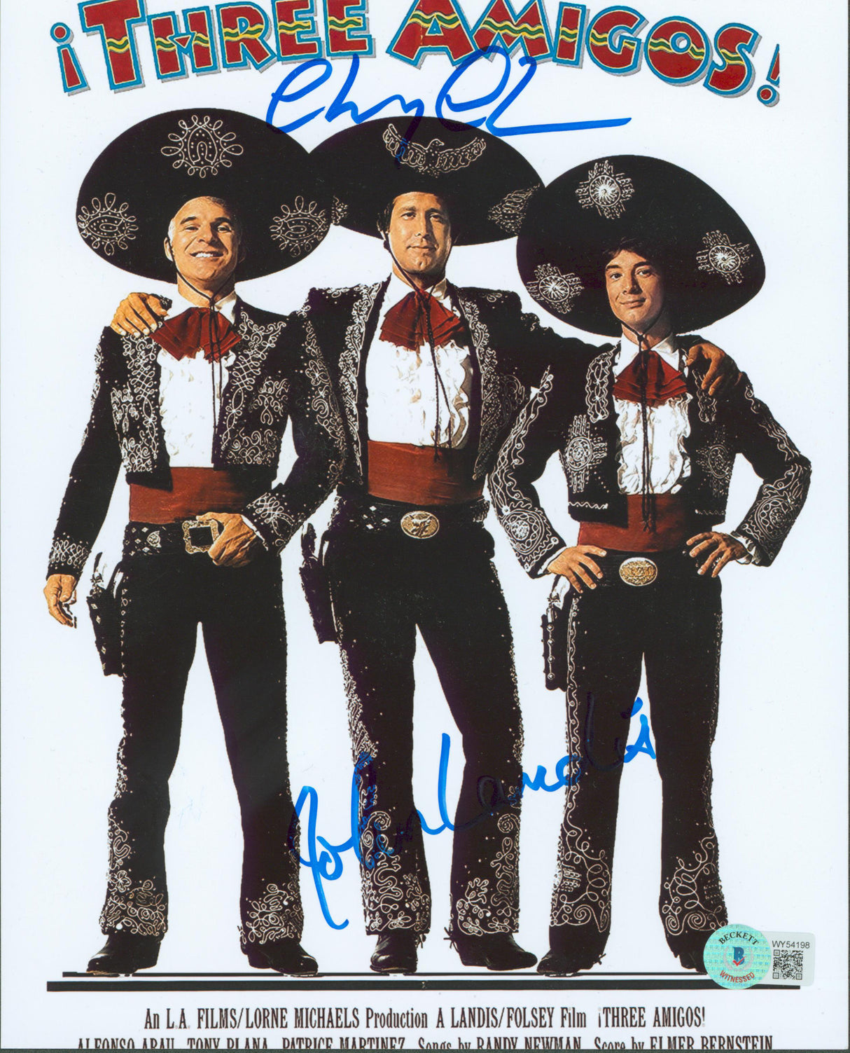Chevy Chase & John Landis Three Amigos! Authentic Signed 8x10 Photo BAS #WY54198