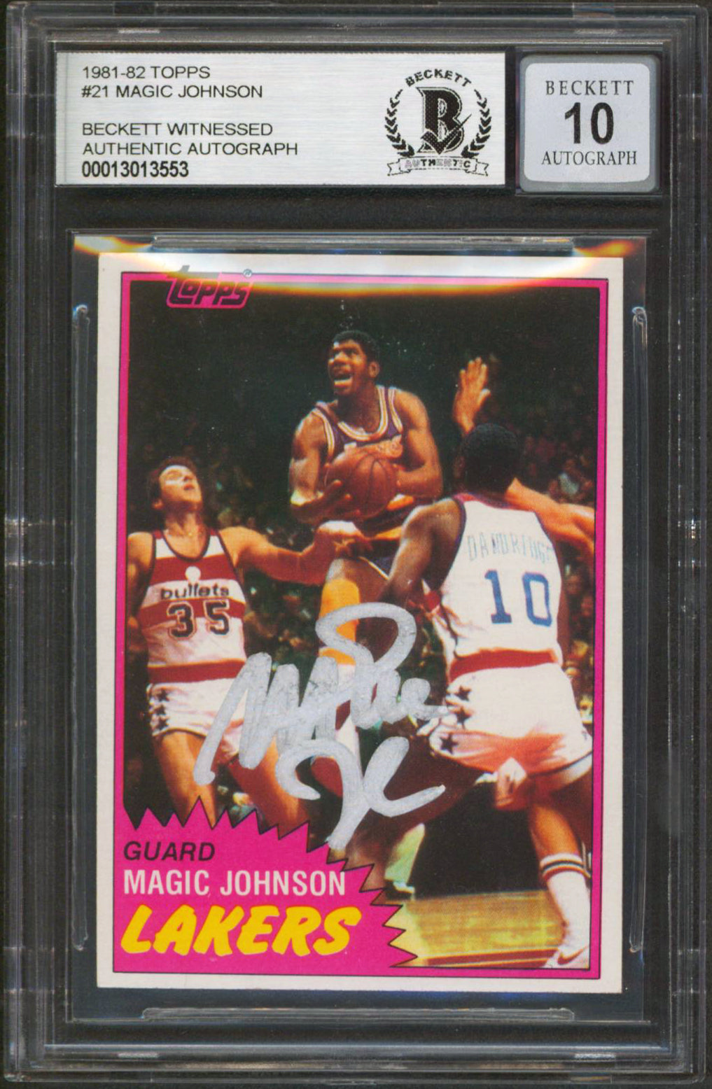 Lakers Magic Johnson Authentic Signed 1981 Topps #21 Card Auto 10! BAS Slabbed