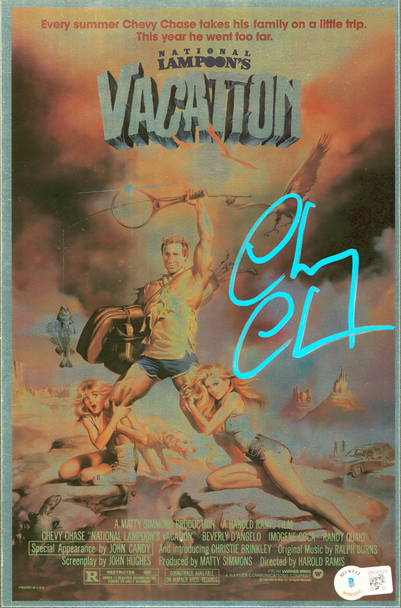 Chevy Chase Vacation Authentic Signed 7.15x11 Metallic Photo BAS Wit #WY36528