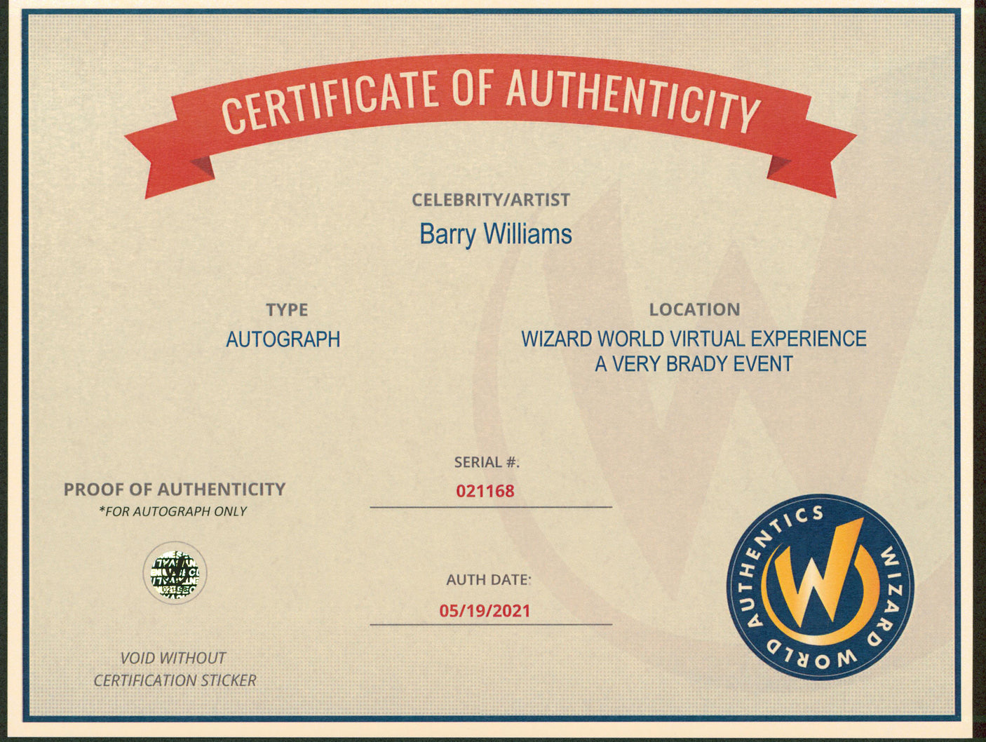 Barry Williams The Brady Bunch Authentic Signed 8x10 Photo Wizard World 2