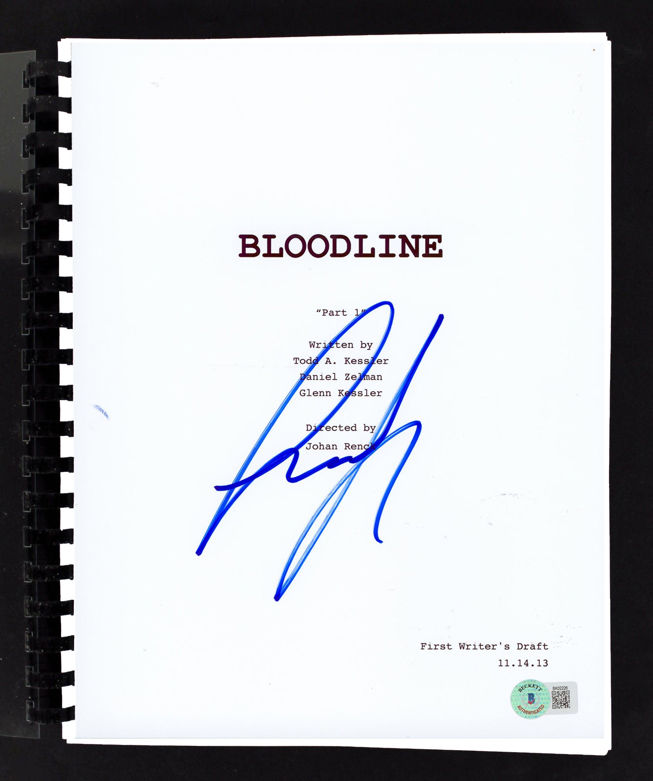 Brandon Larracuente Bloodline Authentic Signed Movie Script BAS #BK02226