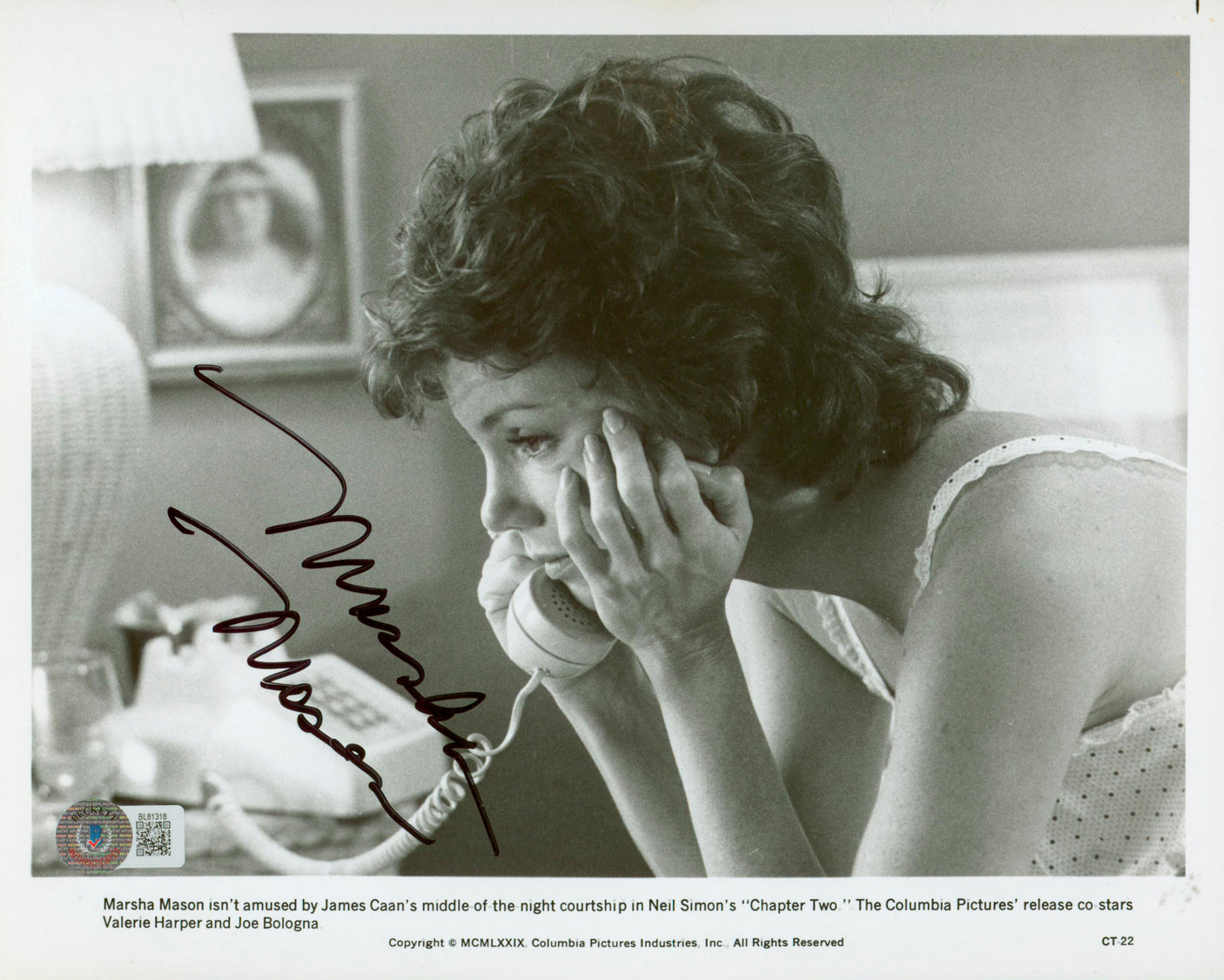 Marsha Mason Chapter Two Authentic Signed 8x10 Photo Autographed BAS #BL81318