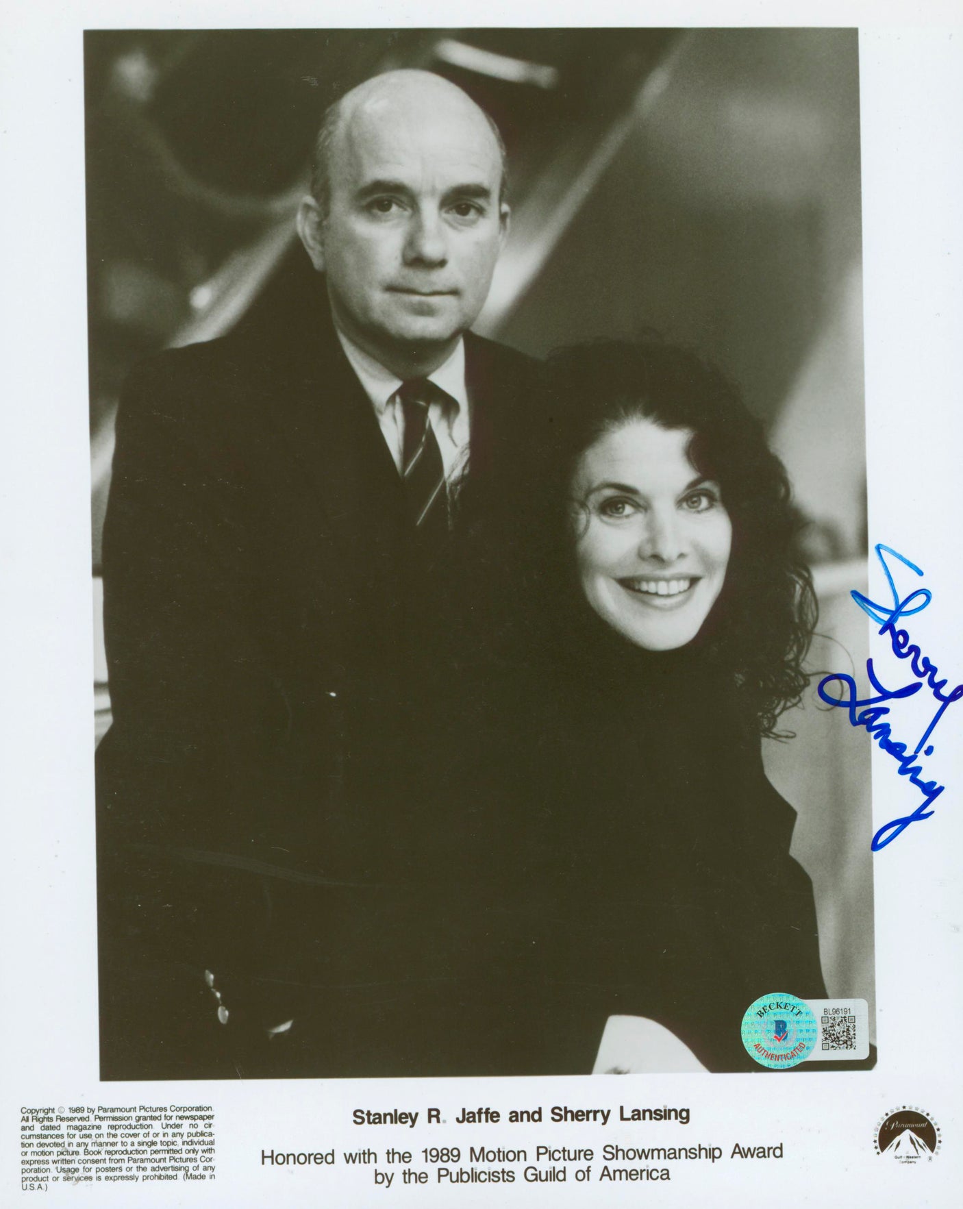 Sherry Lansing Paramount Pictures Authentic Signed 8x10 Photo BAS #BL96191