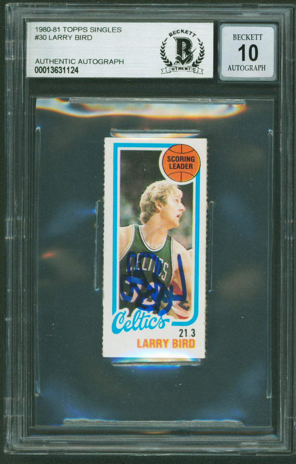 Celtics Larry Bird Signed 1980 Topps Singles #30 Card Auto Graded 10 BAS Slabbed