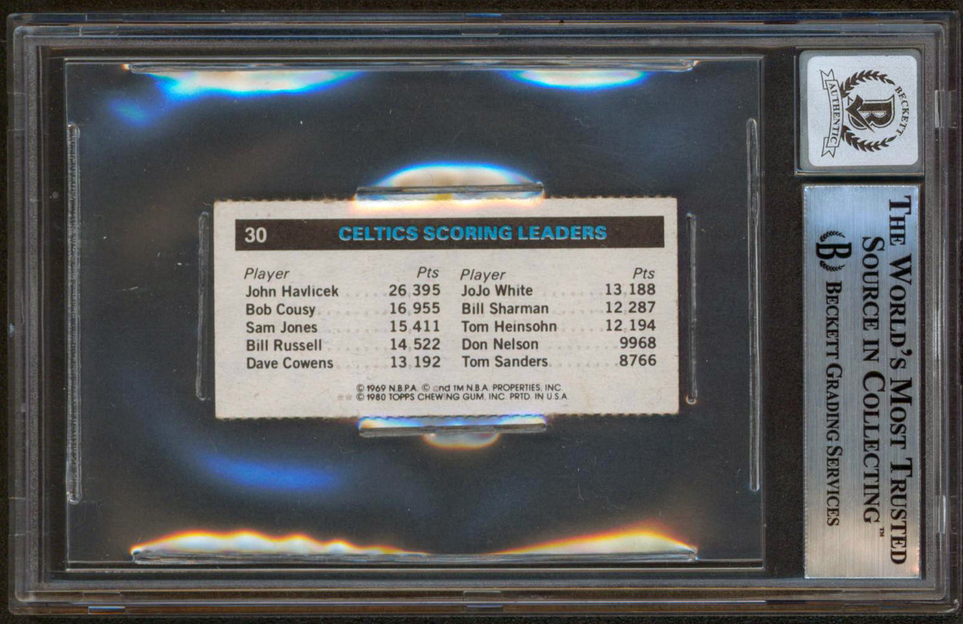 Celtics Larry Bird Signed 1980 Topps Singles #30 Card Auto Graded 10 BAS Slabbed