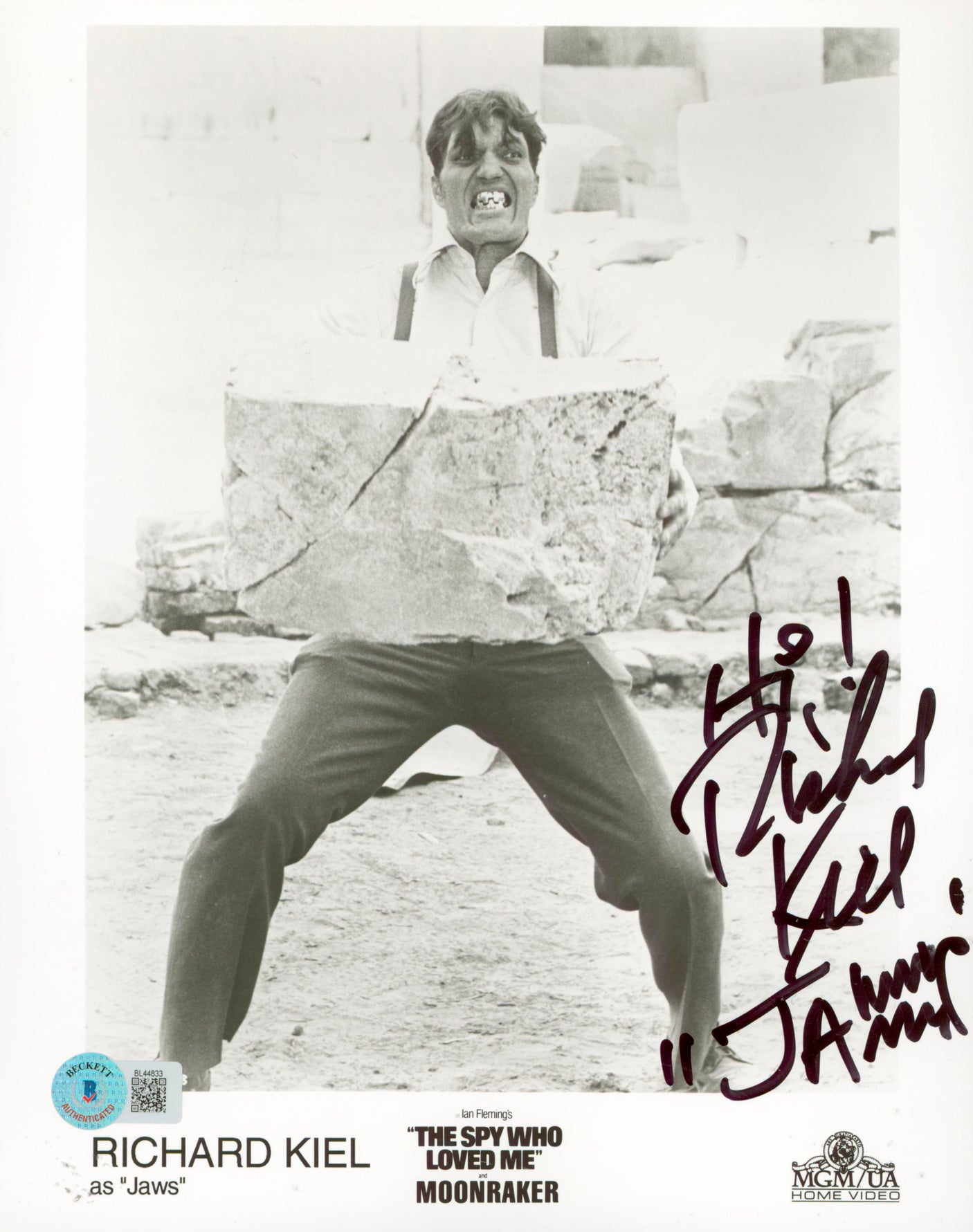 Richard Kiel 007 James Bond Spy Who Loved Me Jaws Signed 8x10 Photo BAS #BL44833