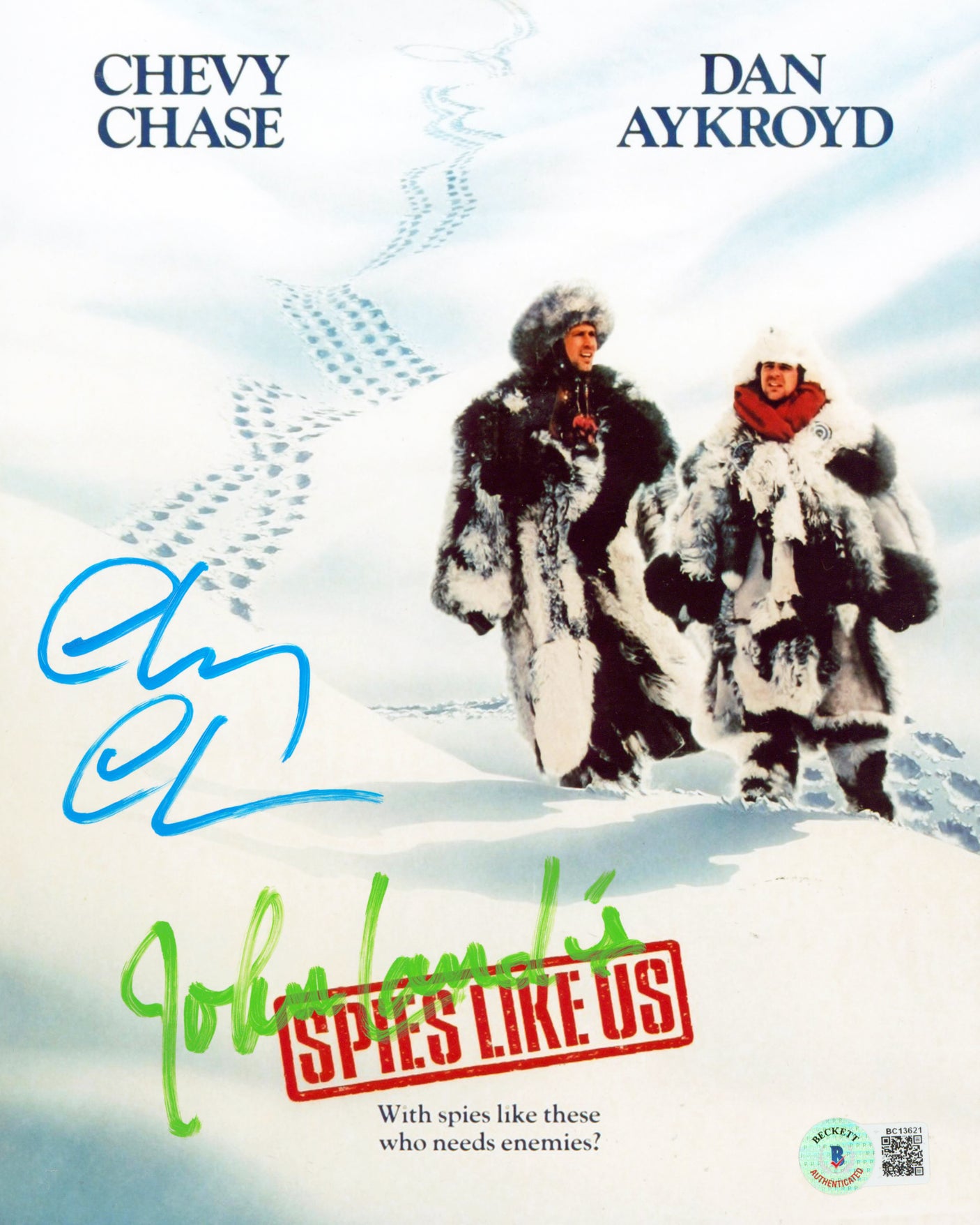 Chevy Chase & John Landis Spies Like Us Authentic Signed 8x10 Photo BAS #BC13621